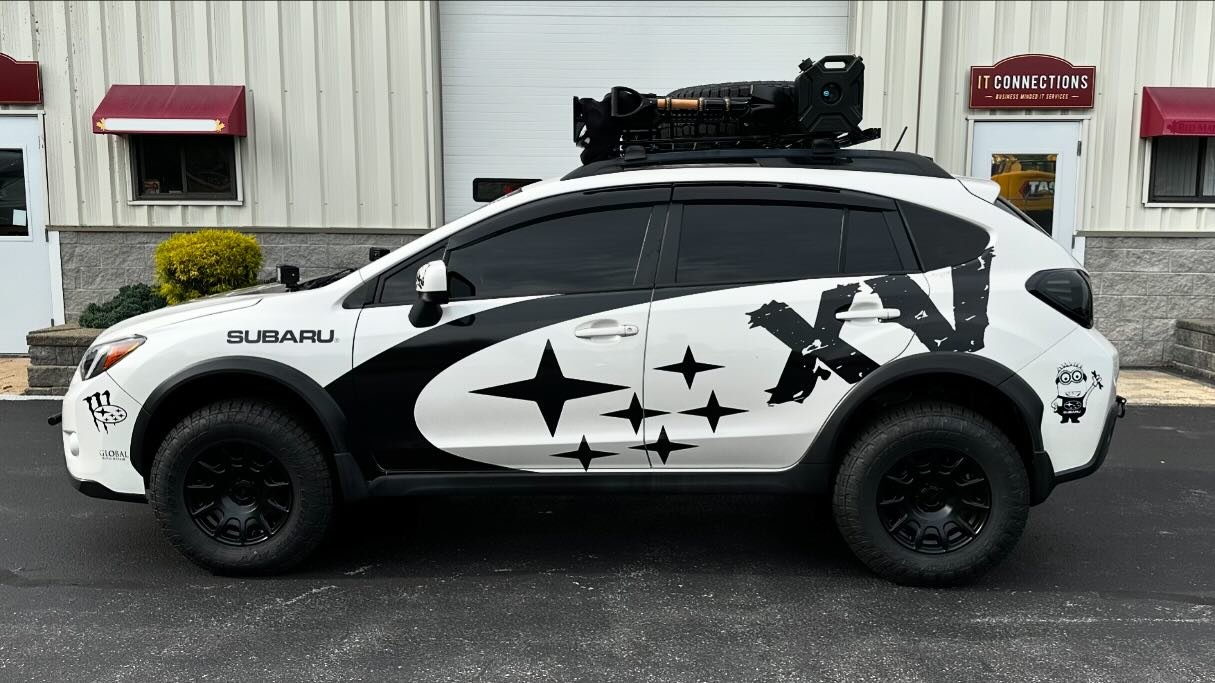 Custom Rally style graphics using 3M Metallic gloss black on this Subaru Crosstrek 
.
.
.
.
#dbgraphics #wrappedbydb #dbbylooker #looker #lookervinylco #wrapped #vinylwrap #vinylwraps #vinylwrapping #carwrap #3m #avery  #paintisdead #wraps #customgra