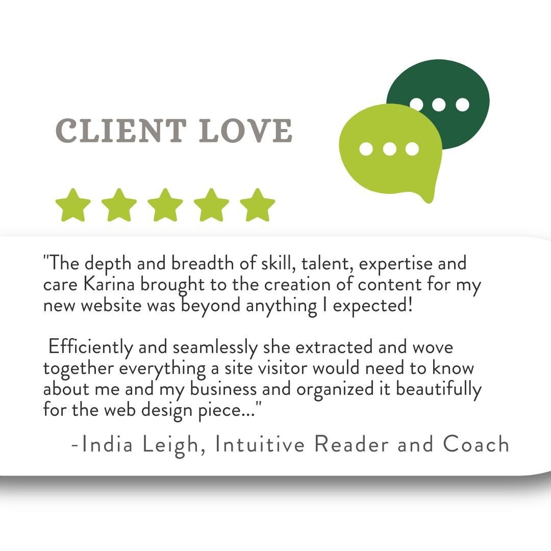 Though she is a talented writer herself, my client @india4777 knew she needed to put the wordsmithing for her new website in someone else's hands so she could concentrate on her day-to-day business as an intuitive reader and coach. I'm thrilled she c
