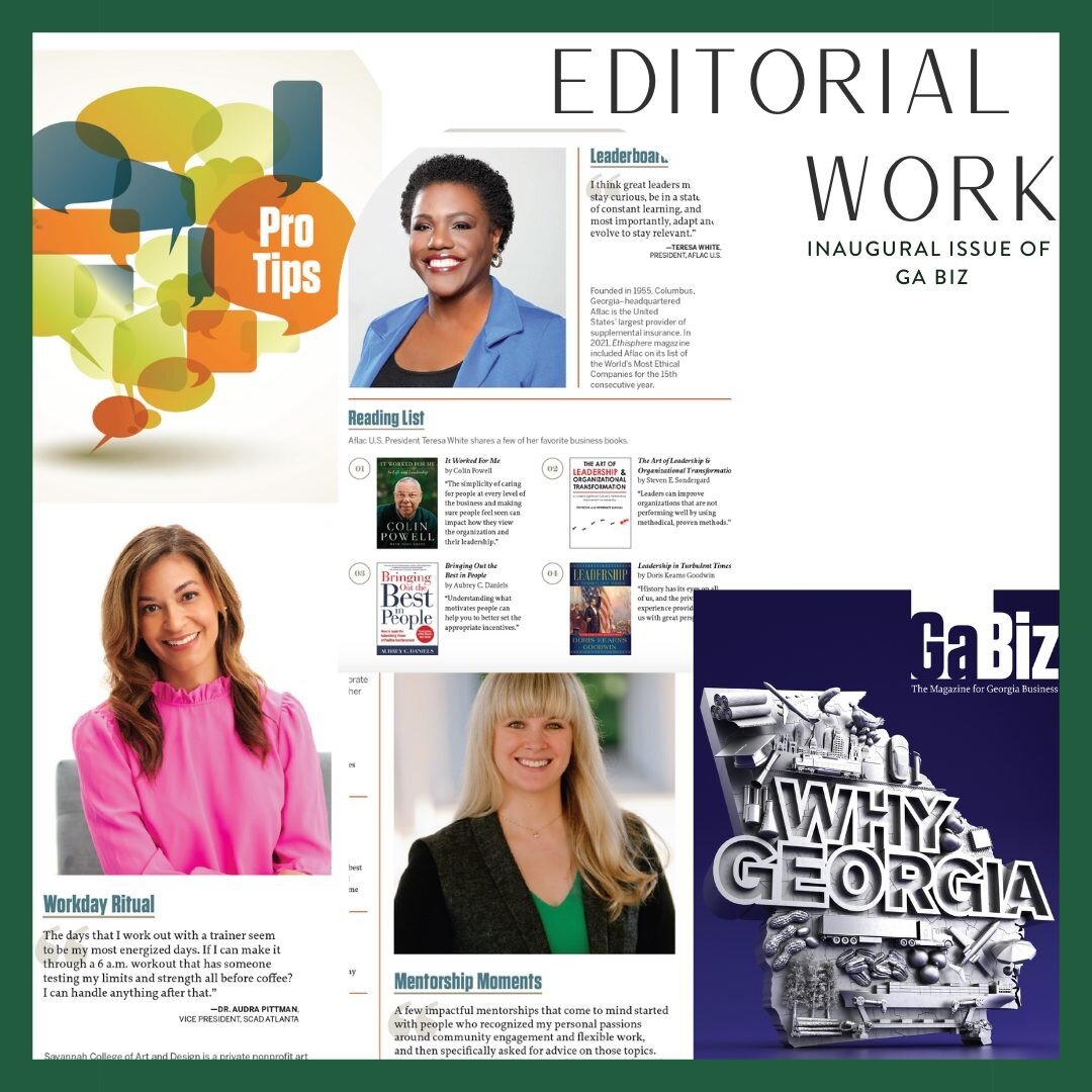 Great leaders know that no one is an island...
I was honored to interview a few of Georgia's strong women leaders for the inaugural issue of Ga Biz magazine, an annual publication by Atlanta Magazine Custom Publishing. Teresa White, president of Afla