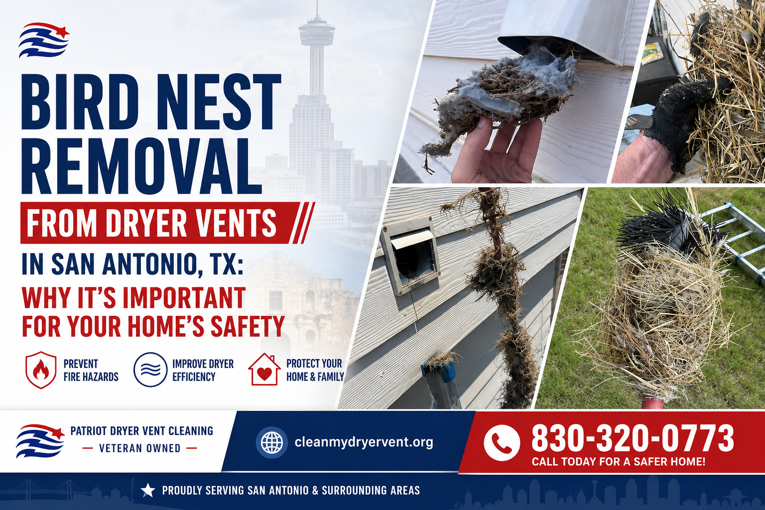 Bird nest removal for dryer vents in san Antonio, tx