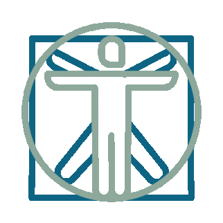 Illustration of a human figure with arms outstretched inside a circle, resembling the Vitruvian Man.