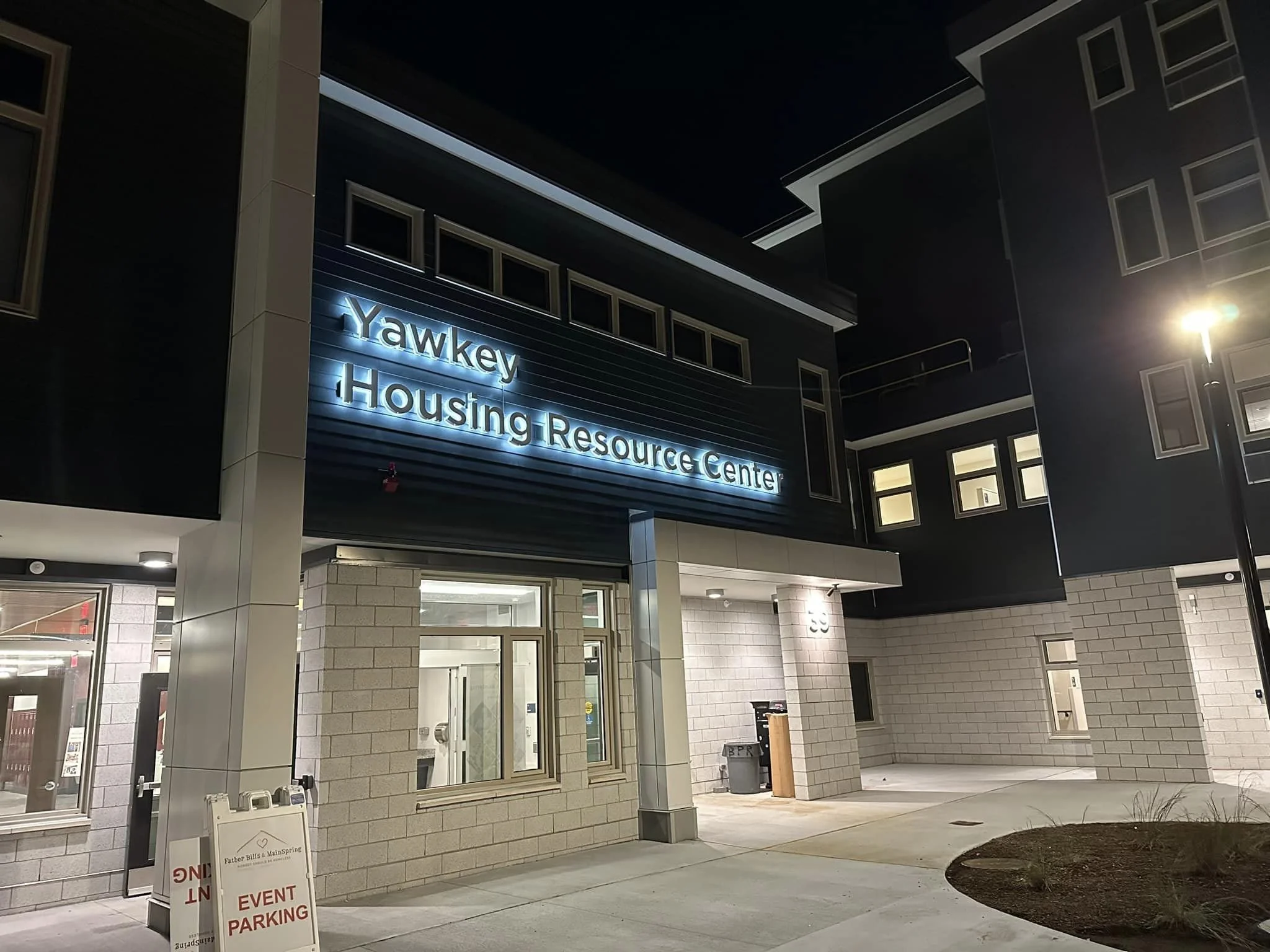 Halo back lit letters on a building facade