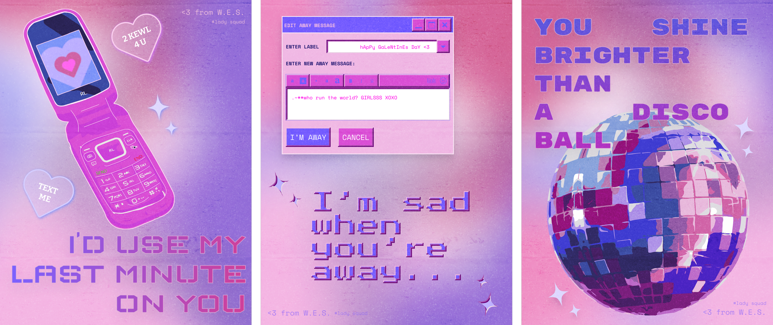 Fun galentine's cards I made for the women's empowerment squad at SamCart.