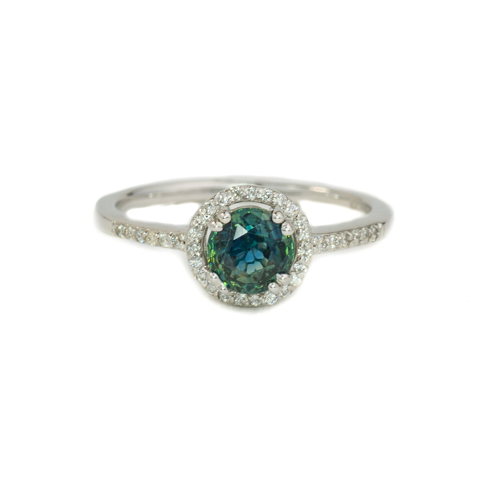 Opal and Diamond Halo Ring — Ethical Jewelry | Color Gemstones ...