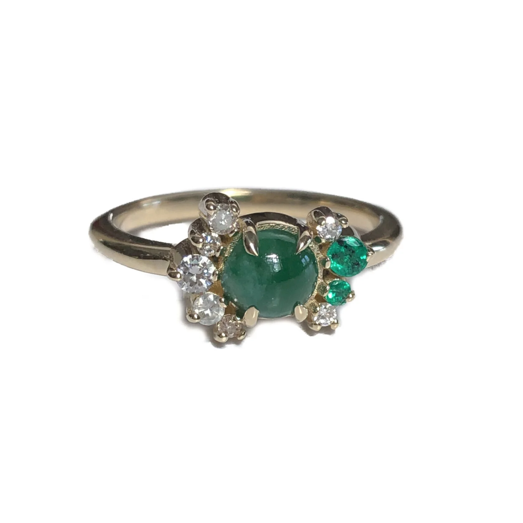 Jadeite & Diamond Cluster Ring