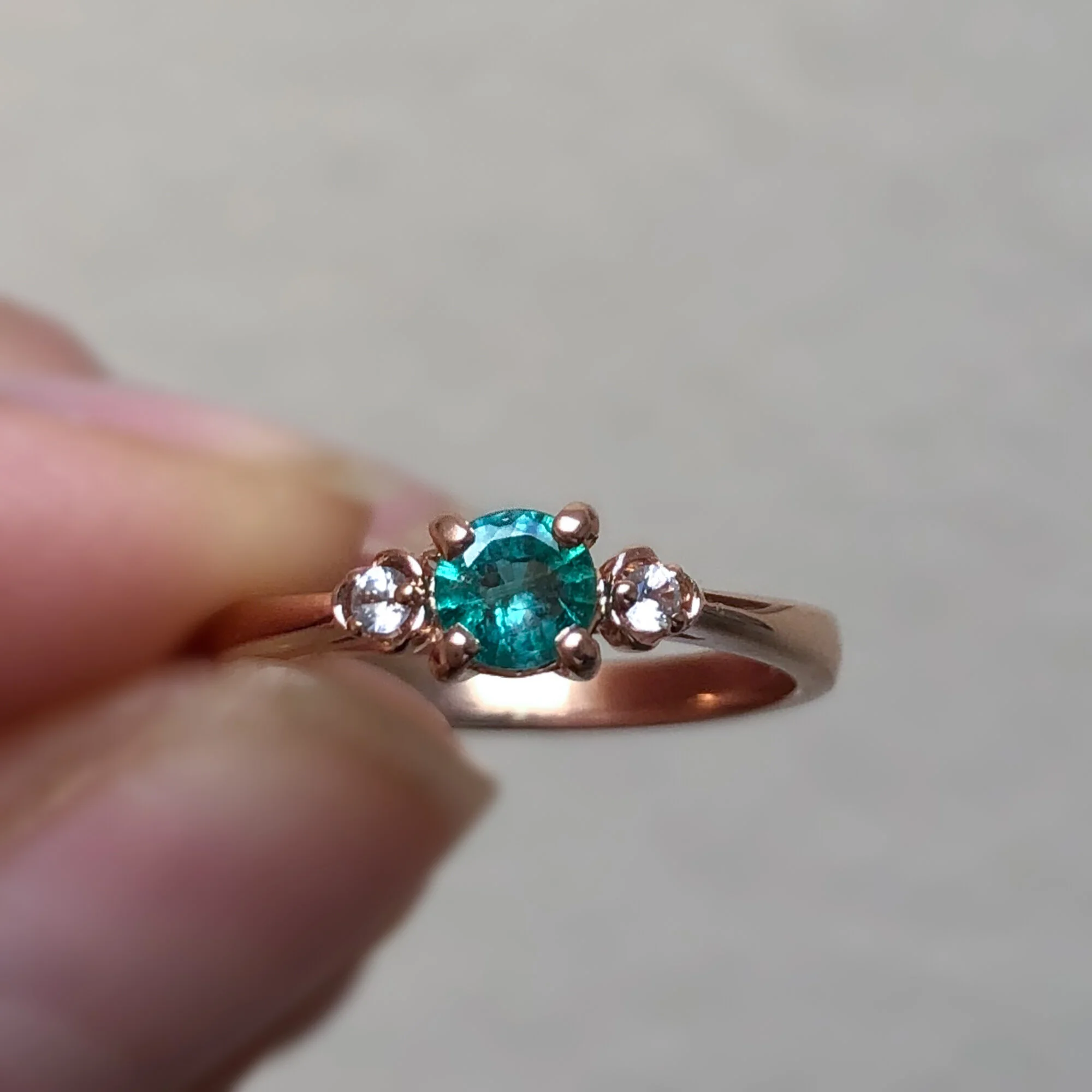 Emerald & White Sapphire Ring