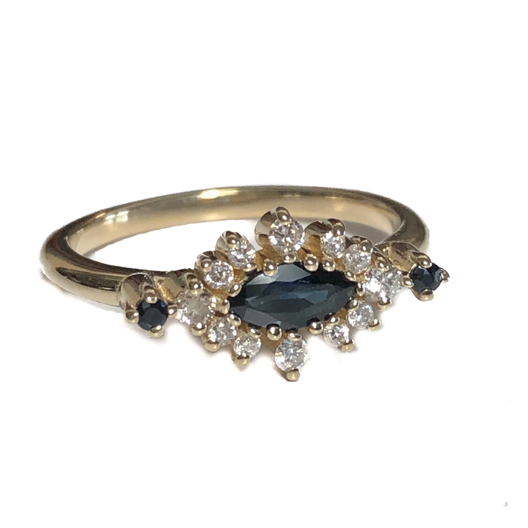 Sapphires & Diamond Cluster Ring