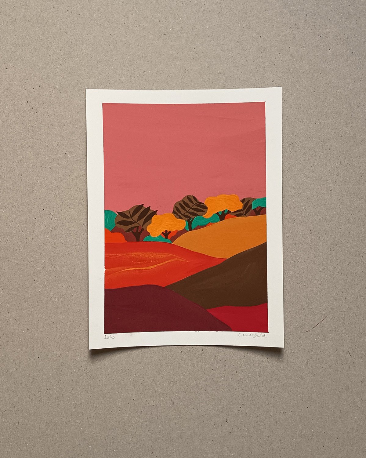 Original Painting Original Painting 18cm x 23cm : Autumn / Sapins : Autumn / Valley