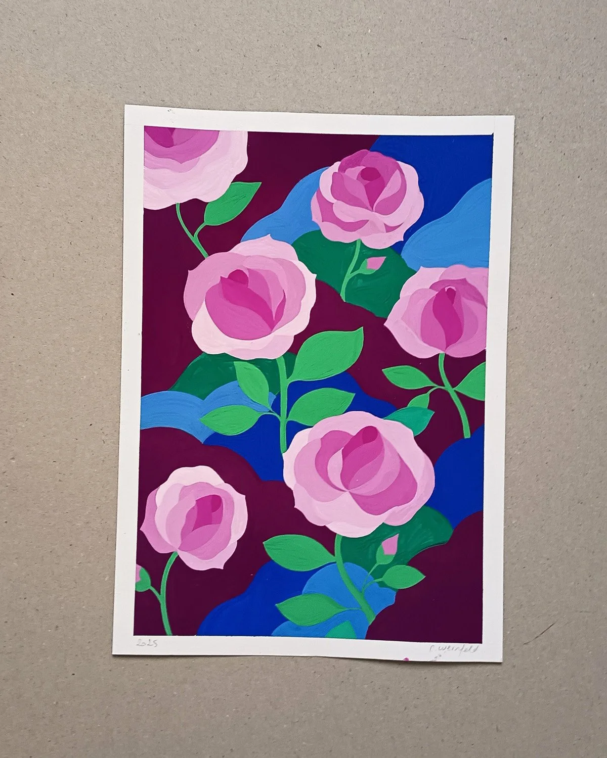 Original Painting A4 : Flowers / Roses