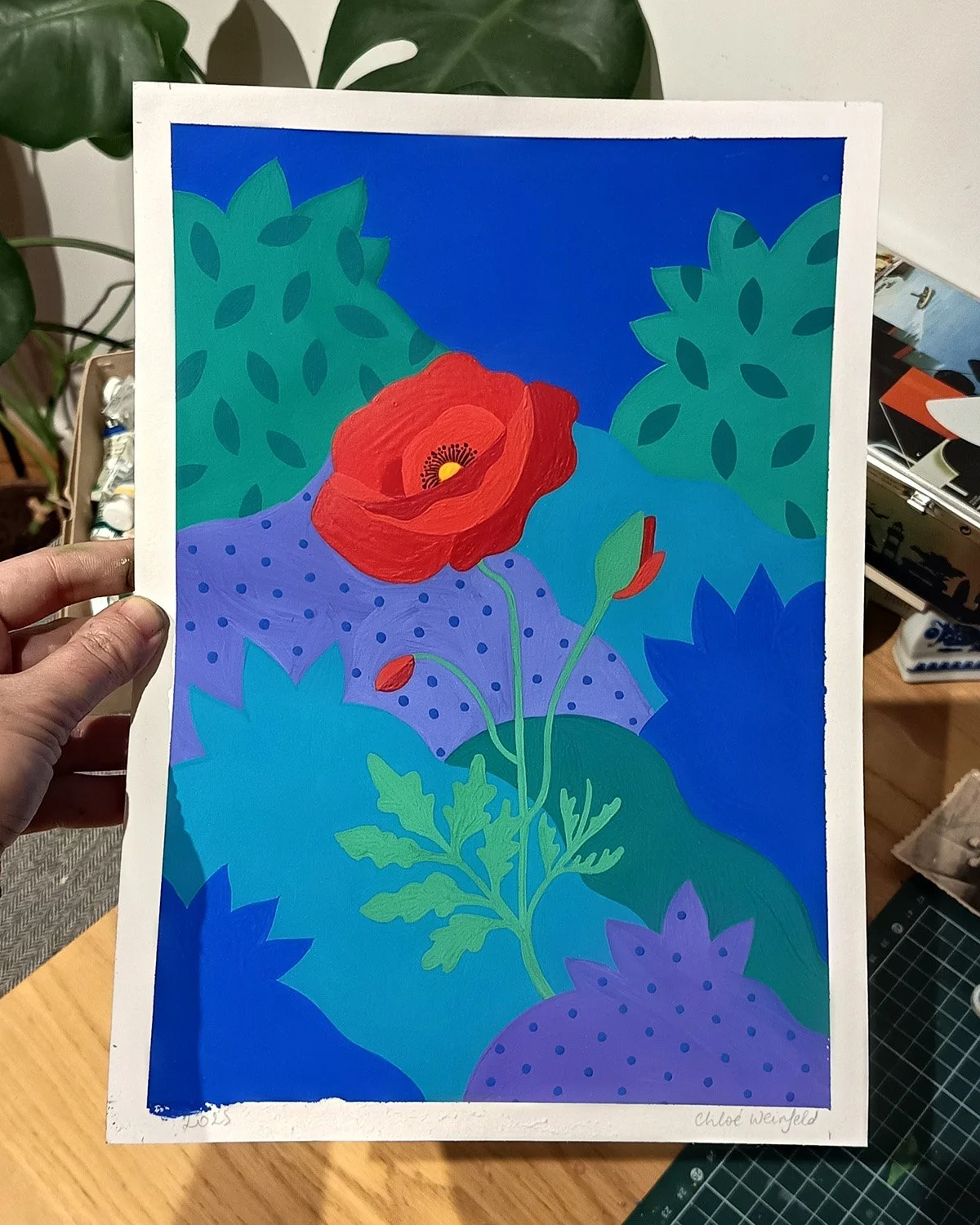 Original Painting A4 : Flowers / Poppy