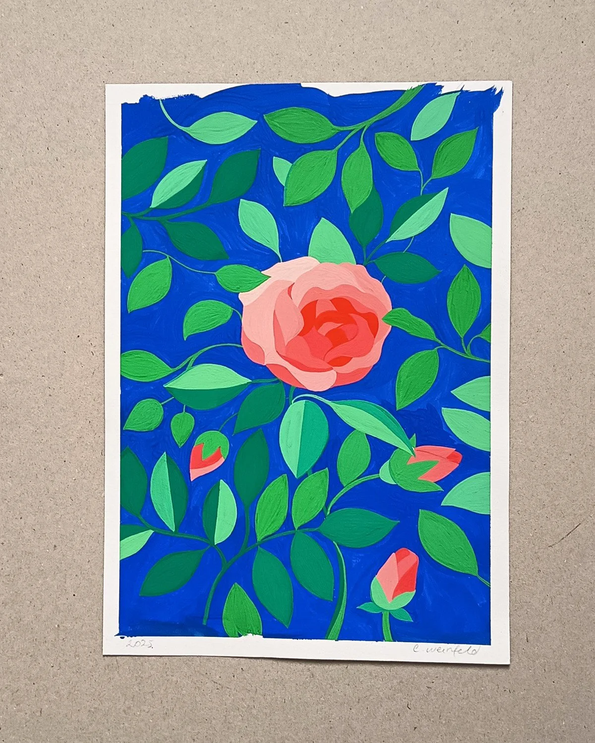 Original Painting A4 : Flowers / Rose