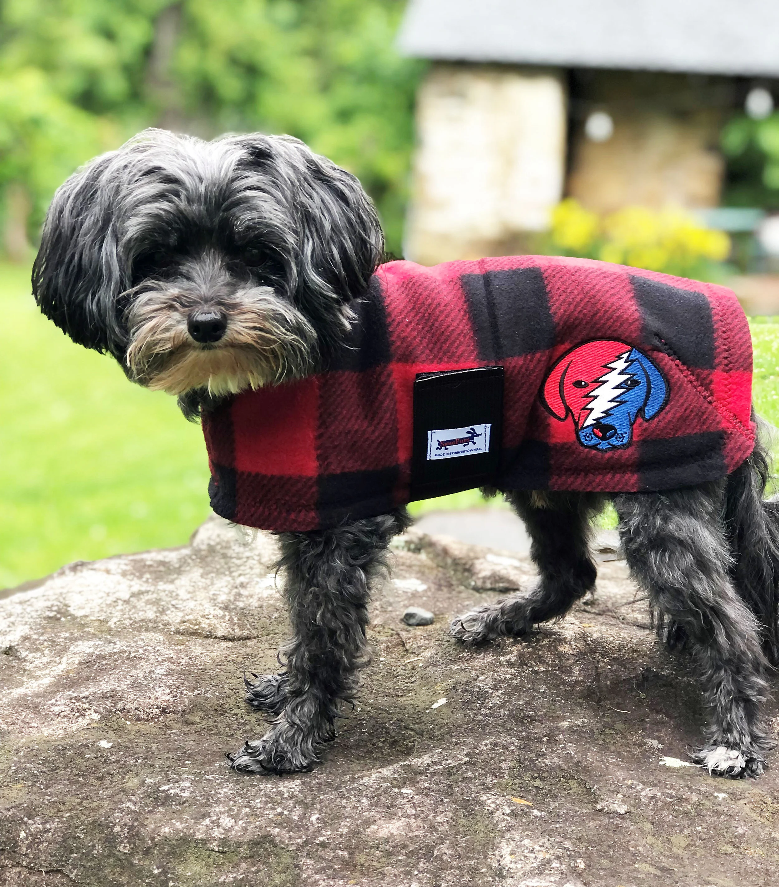 Dog Head Stealie Buffalo Plaid Fleece Coat — Snugpups Handmade Dog Coats