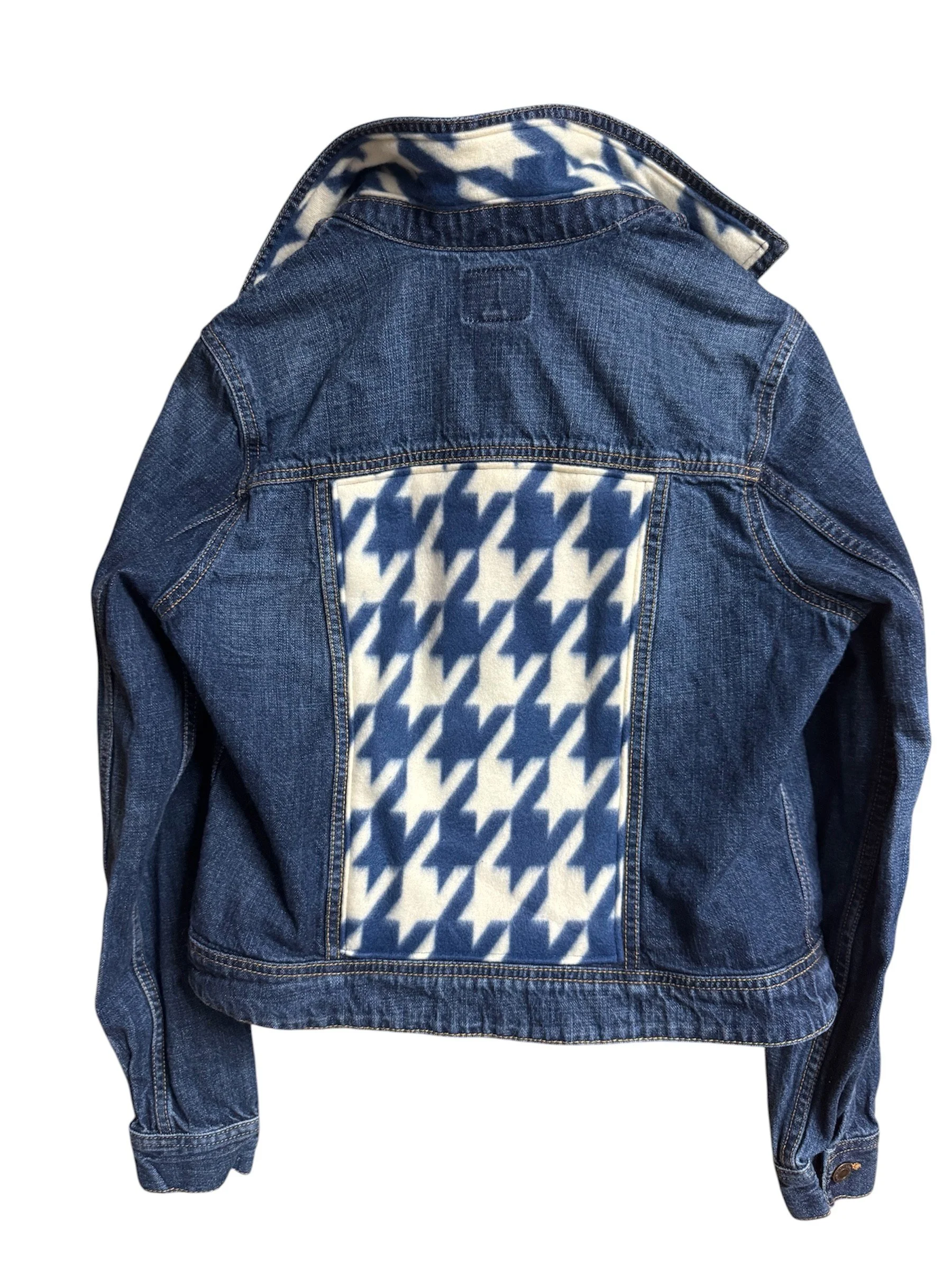 Blue Houndstooth American Eagle Denim Jacket - MEDIUM