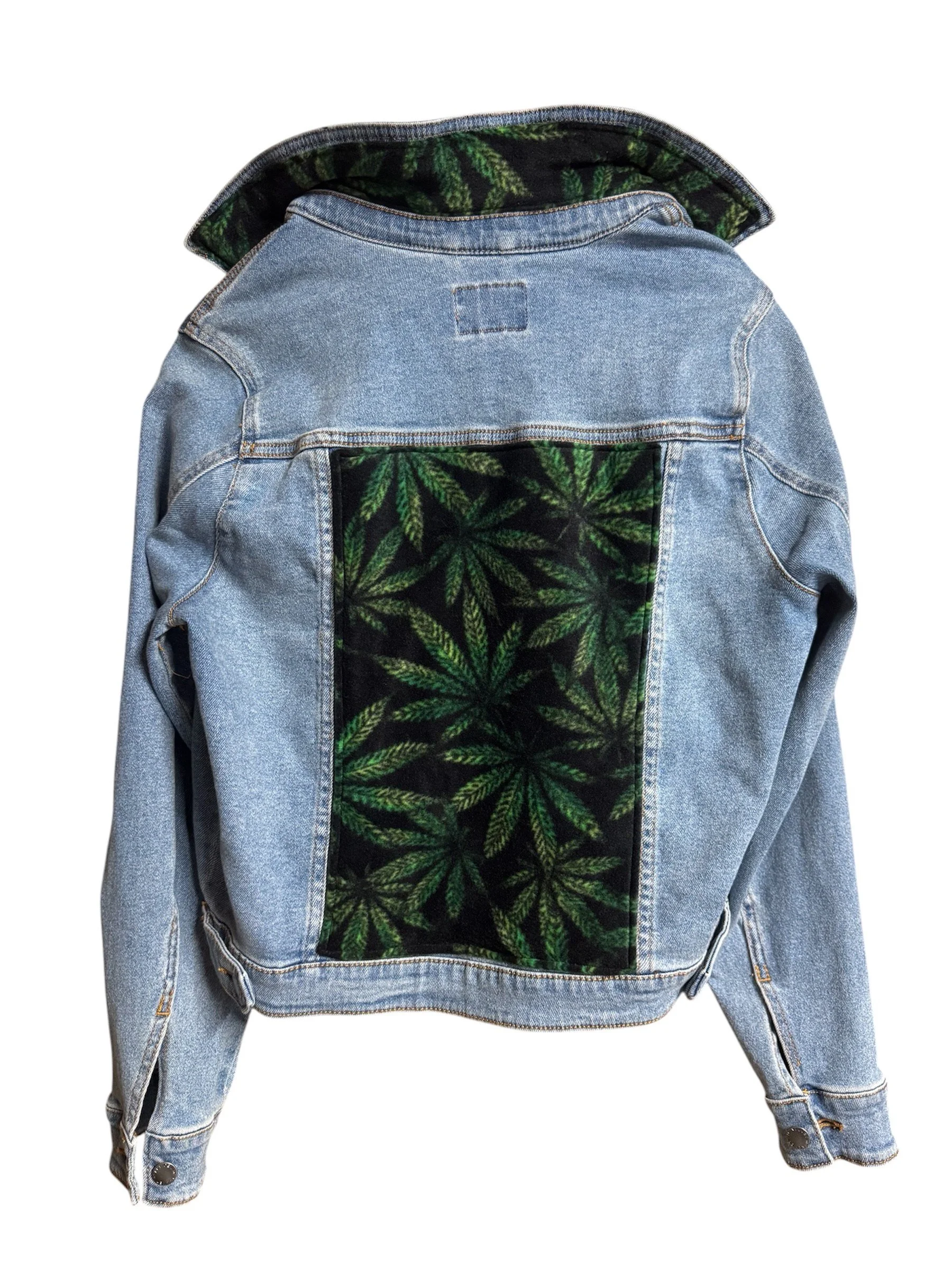 Weed Velvet Heart Denim Jacket - MEDIUM