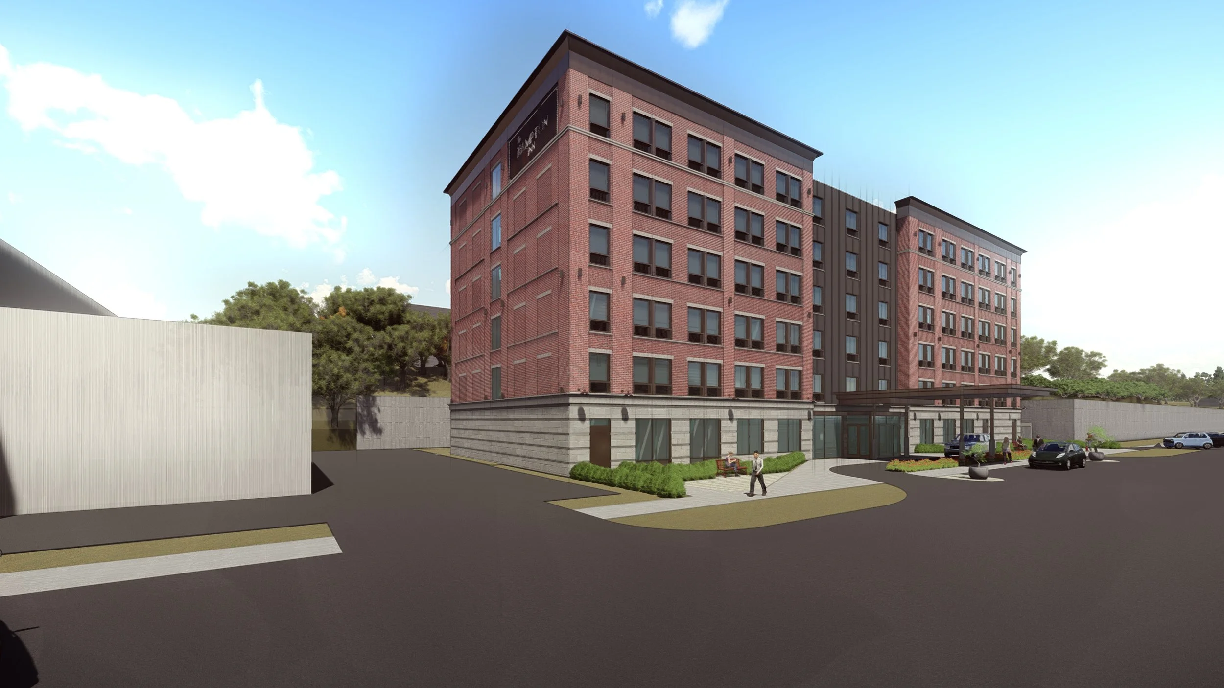 Proposed $18M Hampton Inn — Delaware Historic District. Designed by Warren Bath in partnership with OHM.