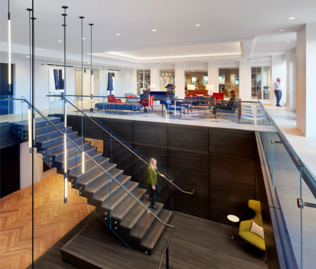 The Plaza in Clayton
Designed by Warren Bath while at WHA, Chicago
Interiors design lead; project by WHA
Images courtesy of WHA