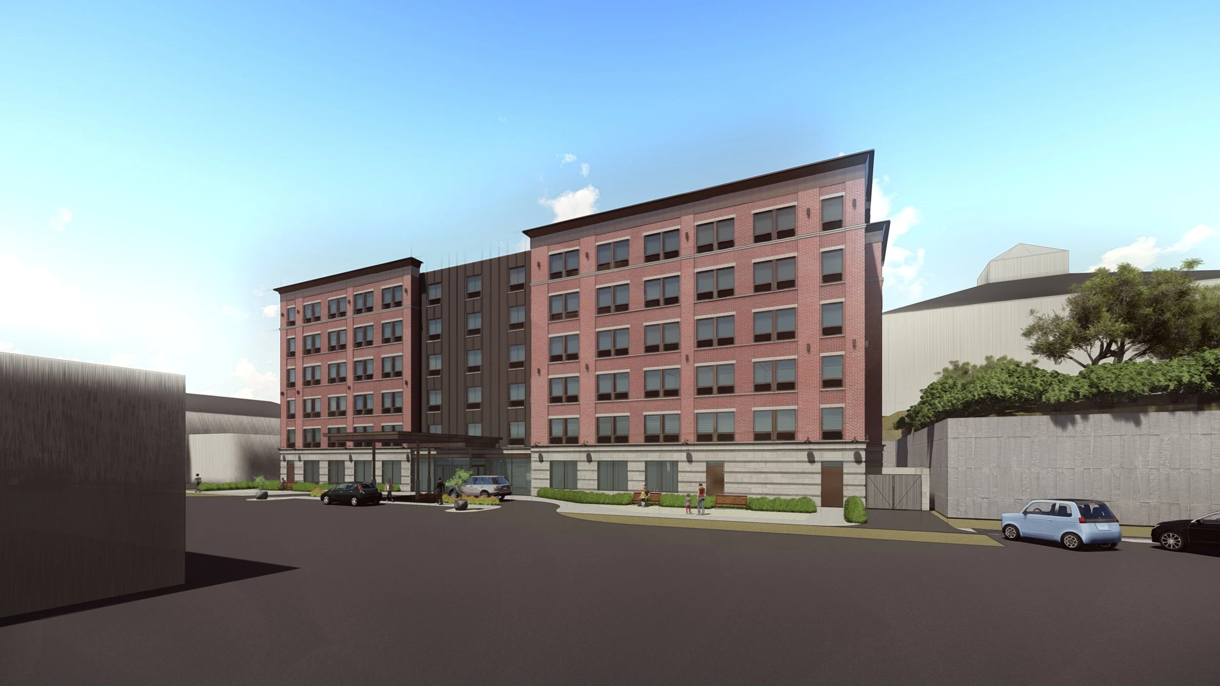 Proposed $18M Hampton Inn — Delaware Historic District. Designed by Warren Bath in partnership with OHM.