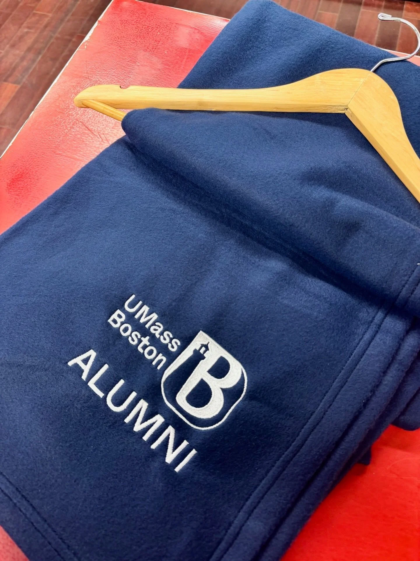embroidered fleece blankets for @umassboston 
&bull;
&bull;
&bull;
#embroidery #umass #boston #massachussets #supportlocalbusinesses