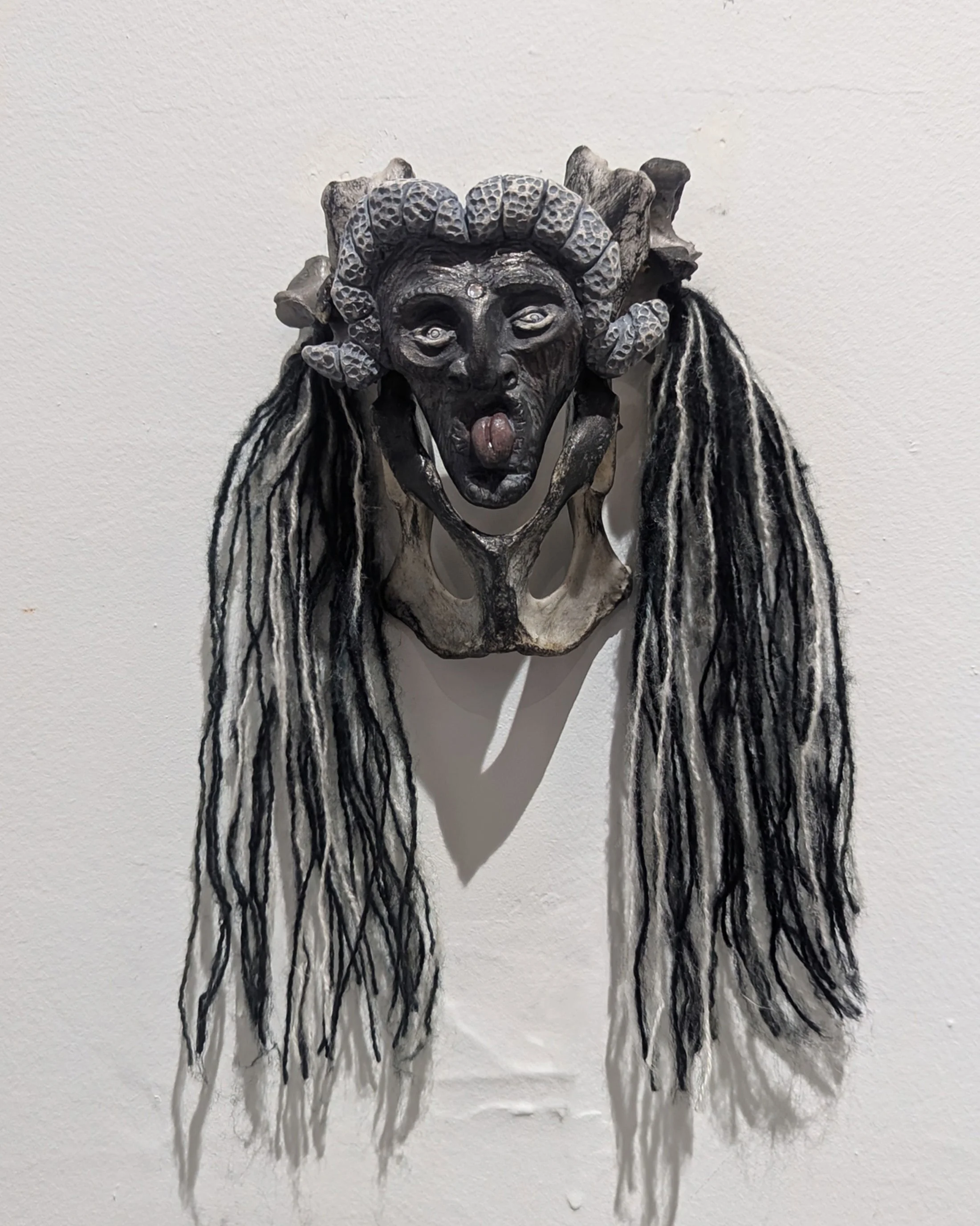 Kiss the Calleach - ceramic, bone, fibre