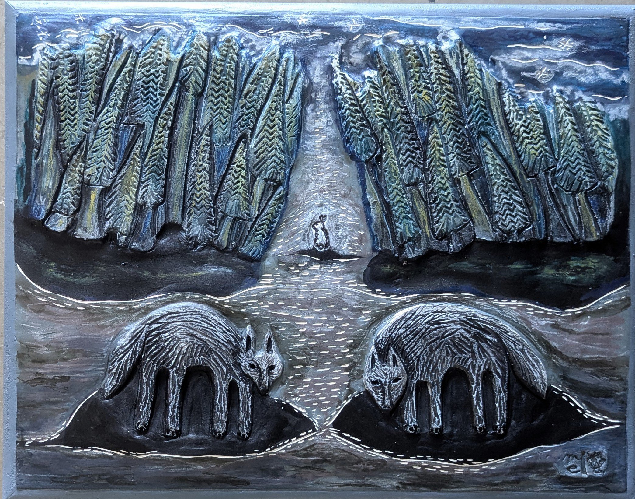 A Narrow Escape - ceramic on board