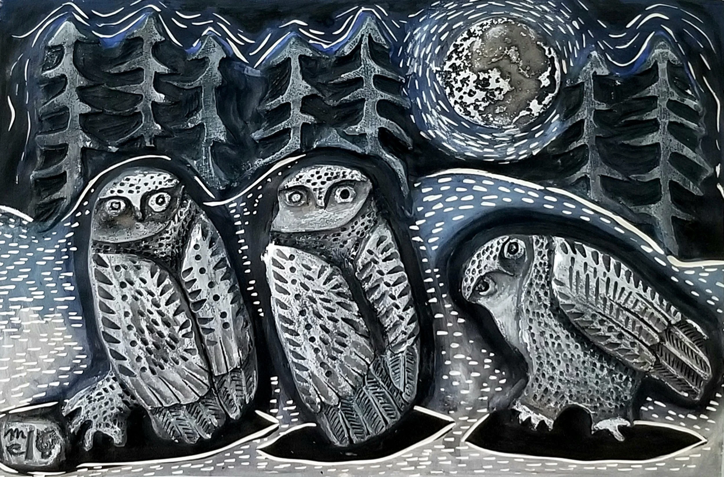 An Evening Out - ceramic on board