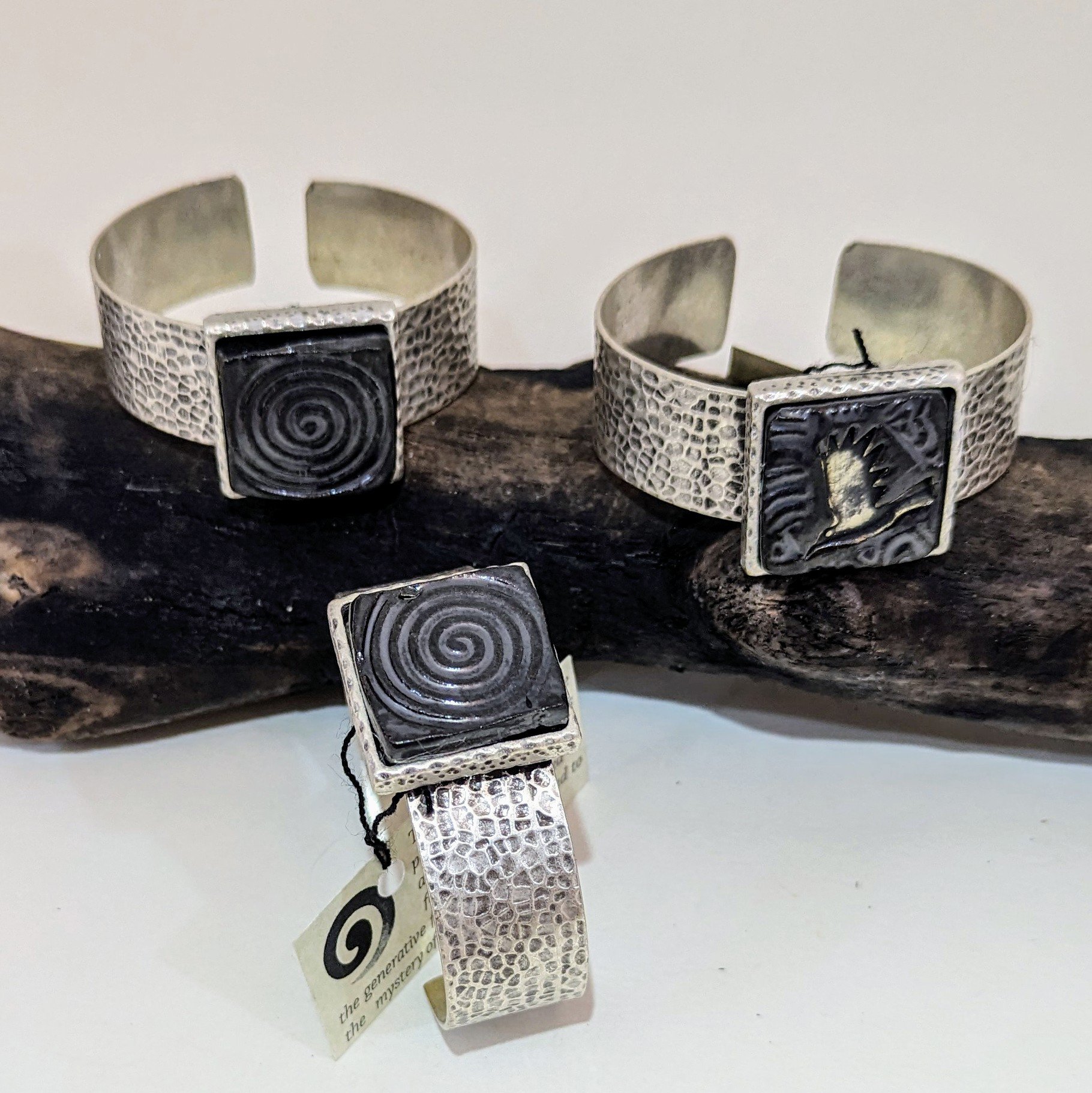 cuff bracelets w/ ceramic inlay