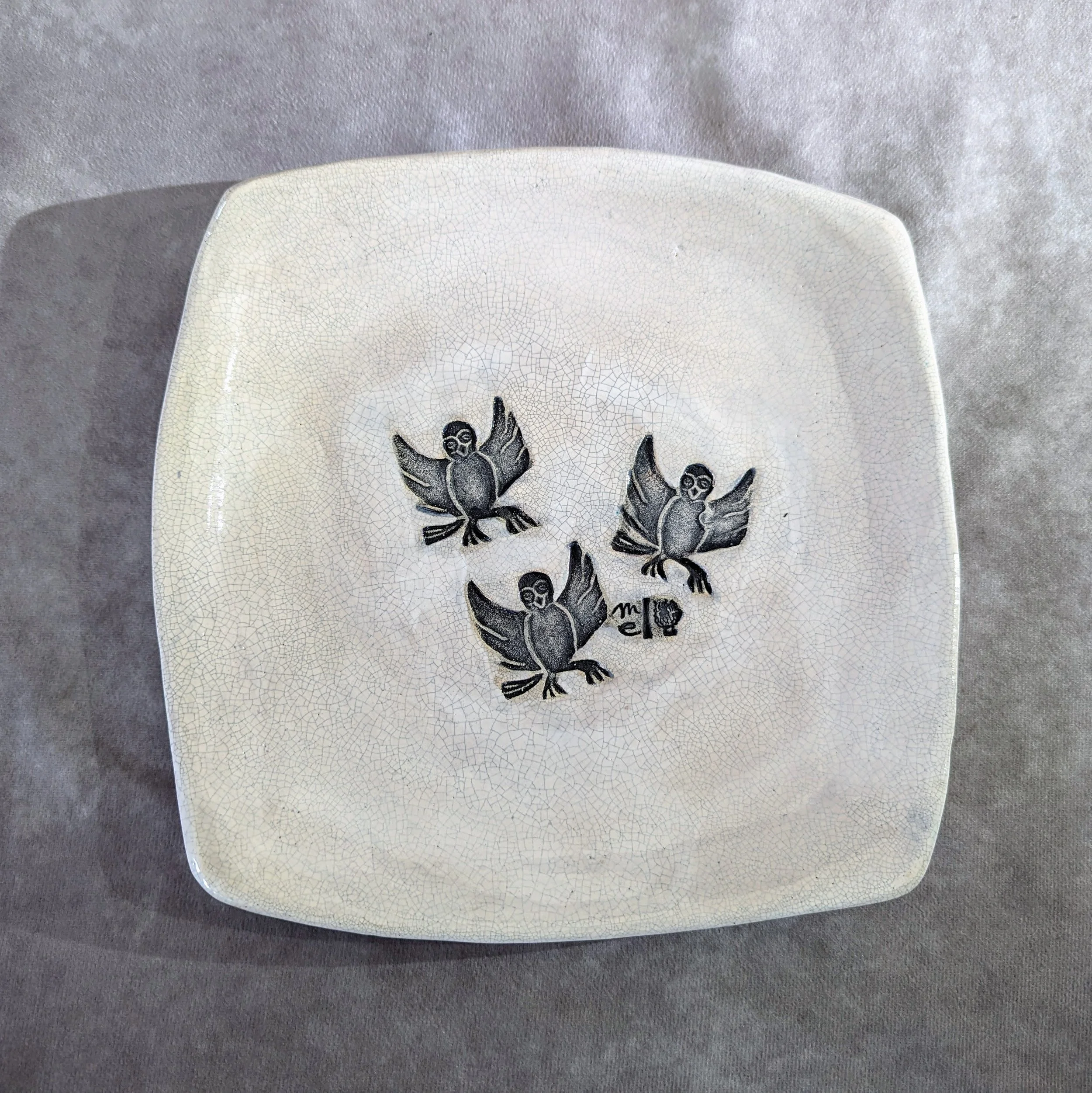 Owl Dance platter - slump & press mold