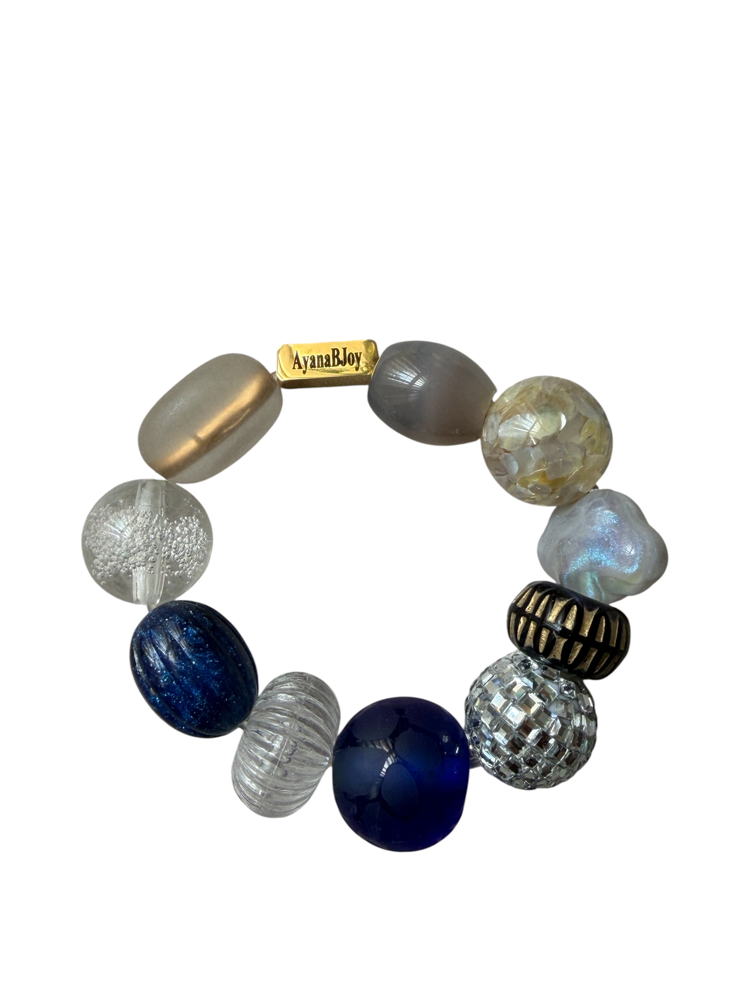 Bòn fète Mé·lange Beads Bracelet: Blue Bottle