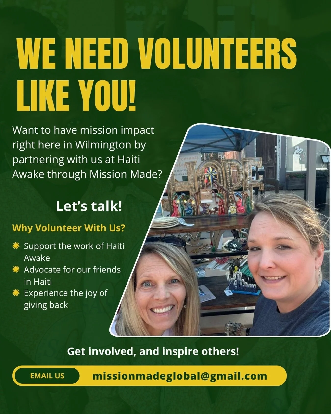 We need you! Interested?  Let&rsquo;s talk.

#mmj #haiti #missionmadejewelry