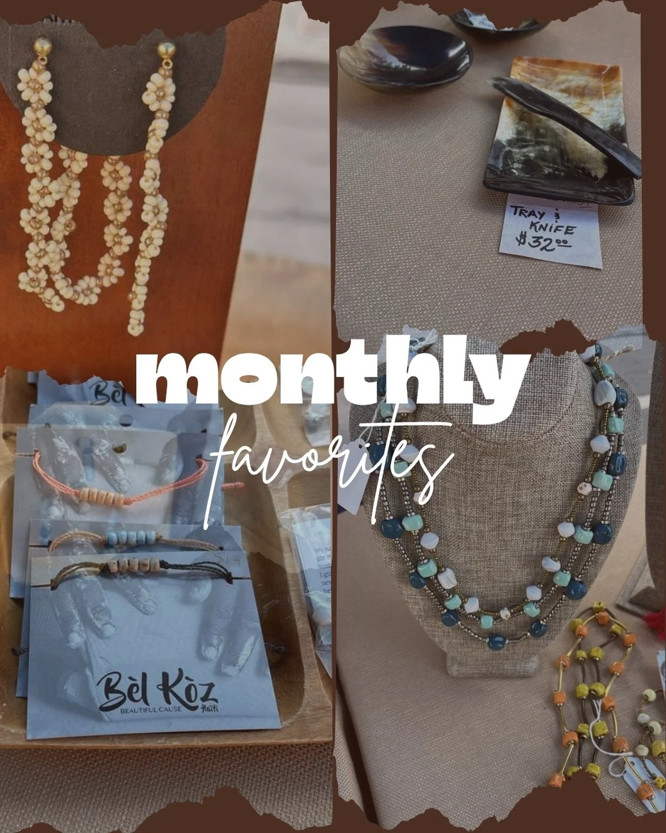 Just a few of the products available to shoppers at one of our recent markets.

#mmj #haiti #missionmadejewelry