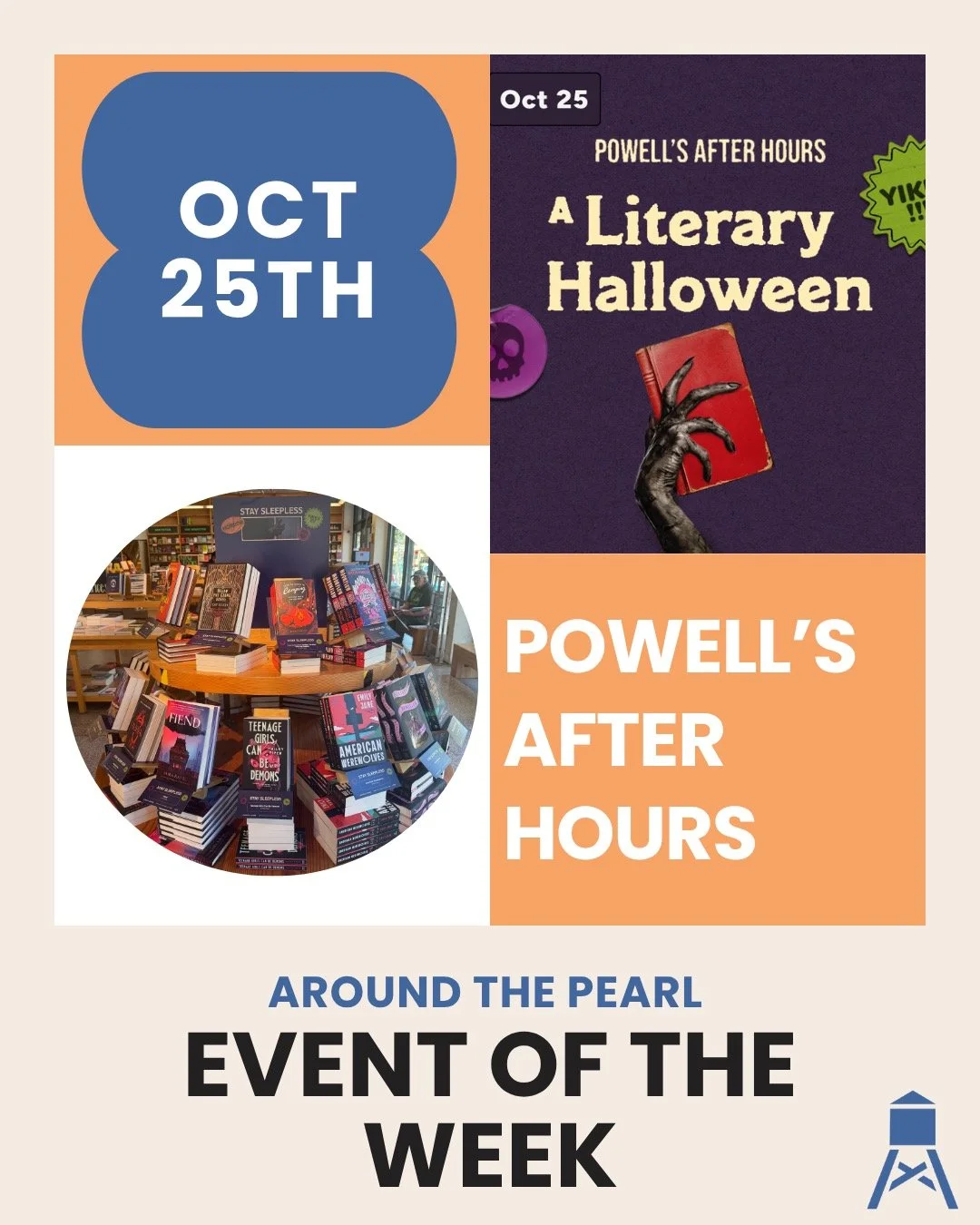 👻 Event of the Week 👻
📅 Saturday, October 25 | 6–9 PM
📍 Powell’s City of Books
Step inside Portland’s most iconic bookstore for a Halloween night to remember! Enjoy after-hours shopping, spooky treats, themed entertainment, and