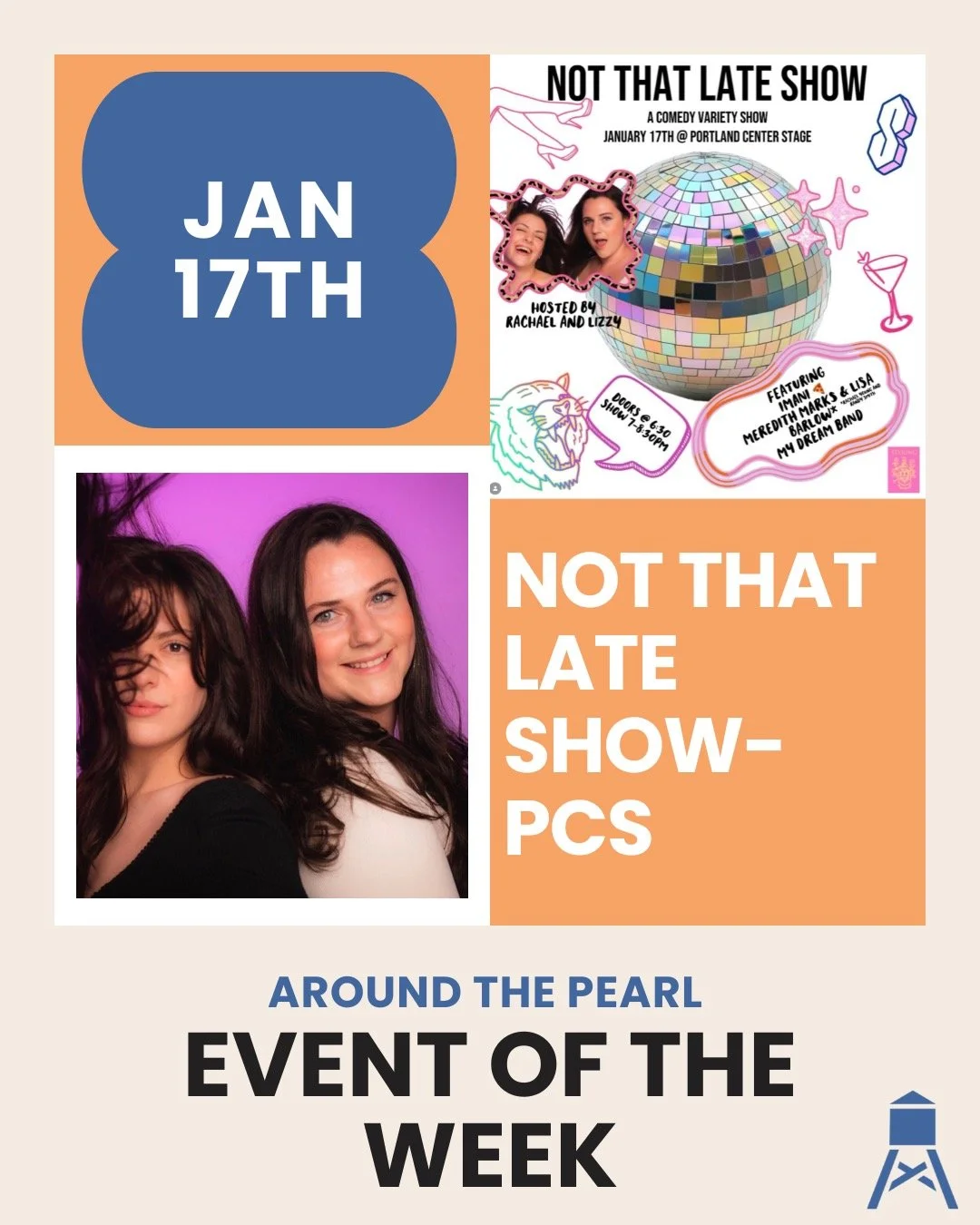 🎭 Event of the Week: Not That Late Show 🎤
Catch PCS Presents: Not That Late Show: a fast, funny, and unapologetically clever comedy variety show featuring sketch, improv, music, and satire through a queer/femme lens.
✨ Opening Night is Saturday!
📍
