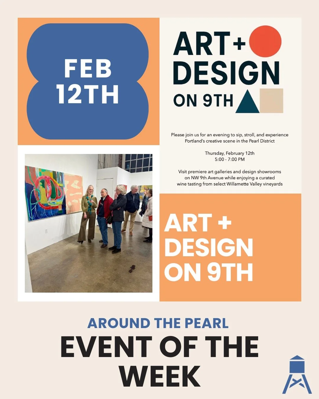 Elevate your Thursday night with a stroll through the Pearl District&rsquo;s premier creative scene! 🍷✨

Join us for Art + Design on 9th, an evening of gallery hopping, design showrooms, and curated wine tastings from the Willamette Valley.

When: T