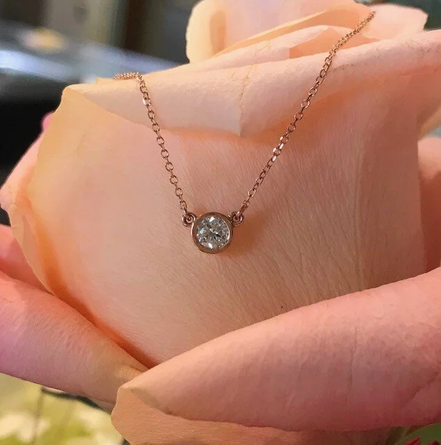 Dainty Diamond Bezel Necklace — ROGERS 