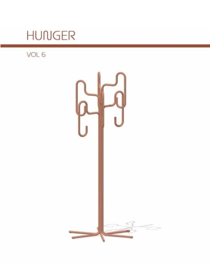 VOL 6 _ HUNGER coat stand

origin: NSW

lead time: made to order &ndash; 6 weeks

finish: Dulux or Interpon standard stock powder coat colours

reason for existing: bringing extra hanging space for clothes - inward-facing hooks extend its function to