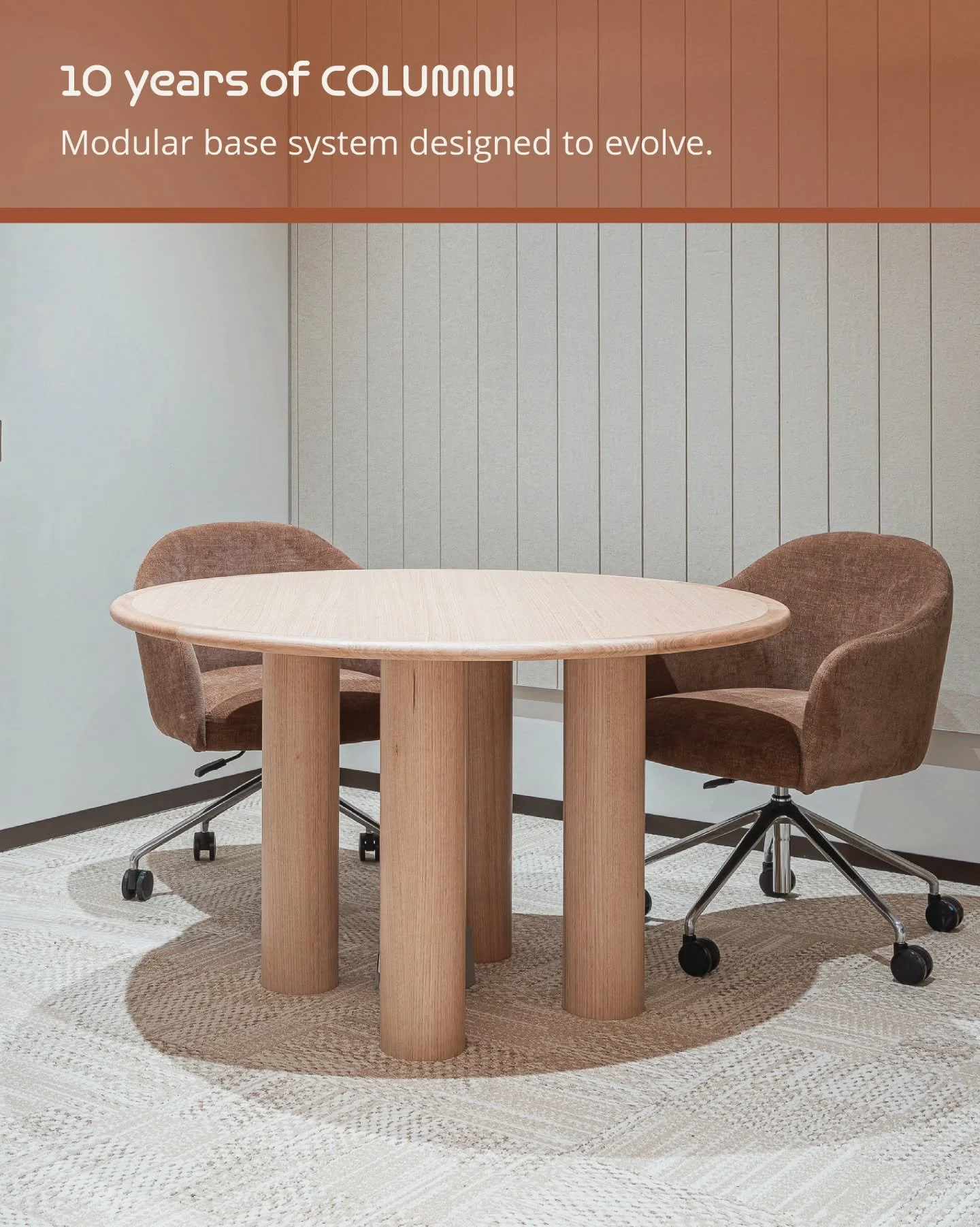 10 years of COLUMN!

COLUMN began in 2016 as a custom-built fixed workstation system. A simple structural idea developed for considered commercial interiors, where furniture needed to feel thoughtful and integrated.

Over the past decade, the system 
