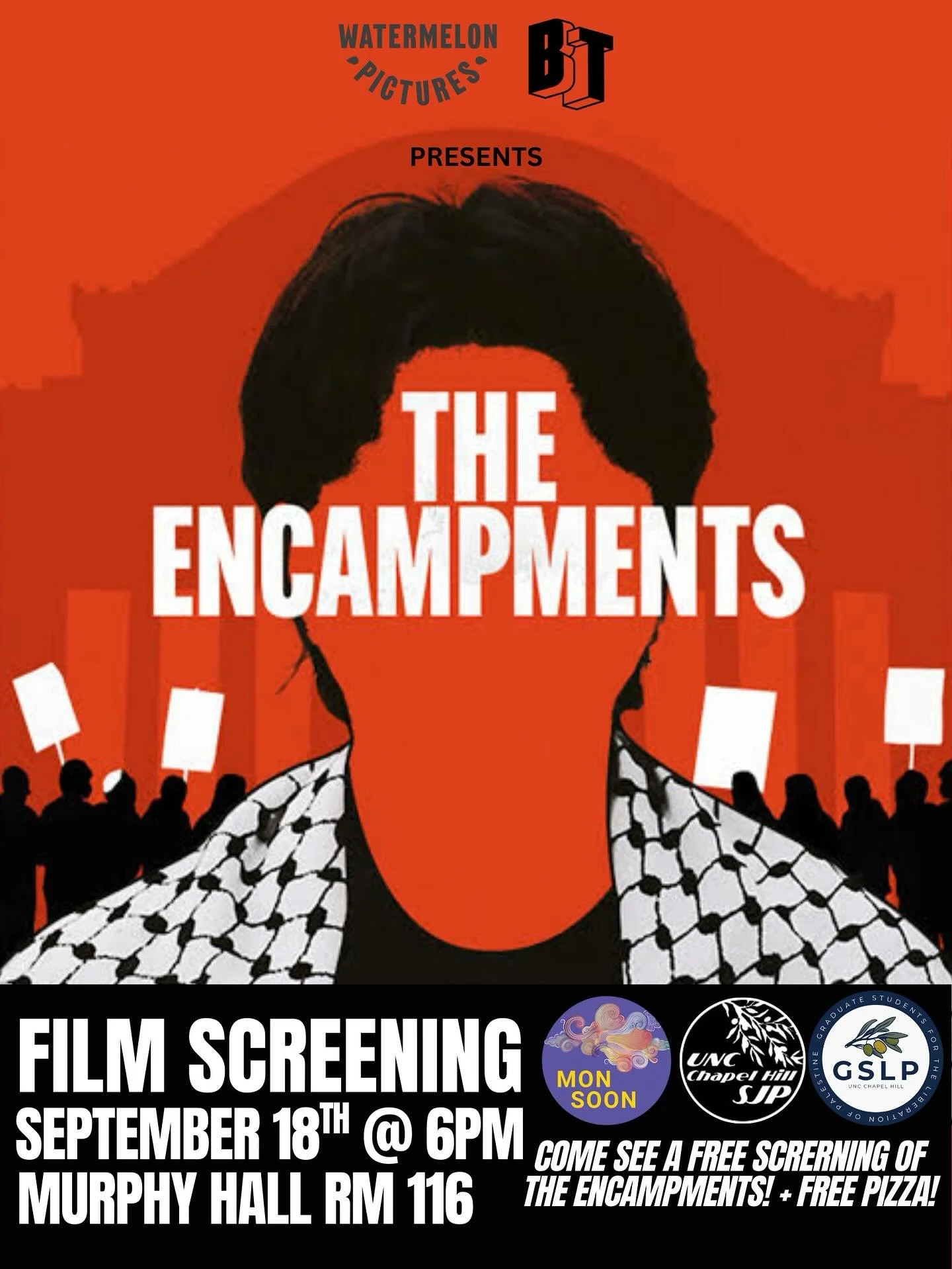 Join us at the film screening of The Encampments on September 18th at 6:00pm in Murphy 116! (Free pizza included 🍕)