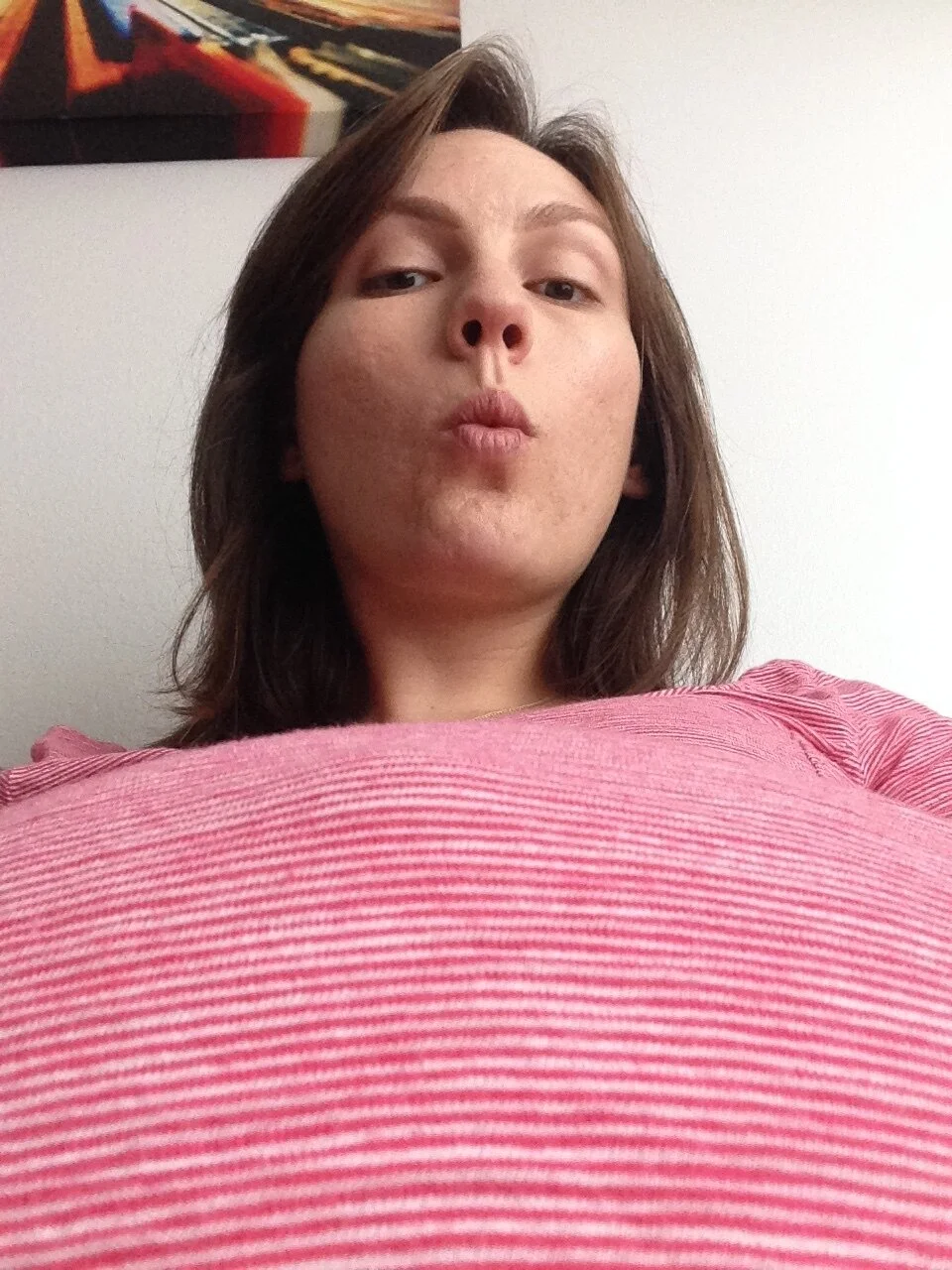Selfie from baby bump level four days before Oliver was born.