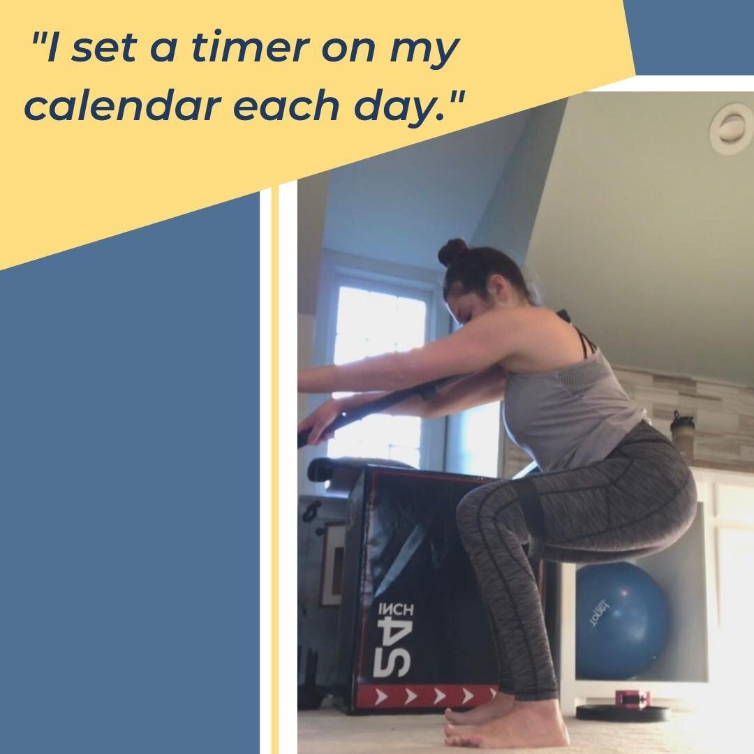 Last bit of advice from our June Client of the Month, Lauren.⁠
⁠
One of her challenges since surgery last year has been to make sure she is stretching &amp; caring for her hip. She says that &quot;to ensure I do this I set time on my calendar each da