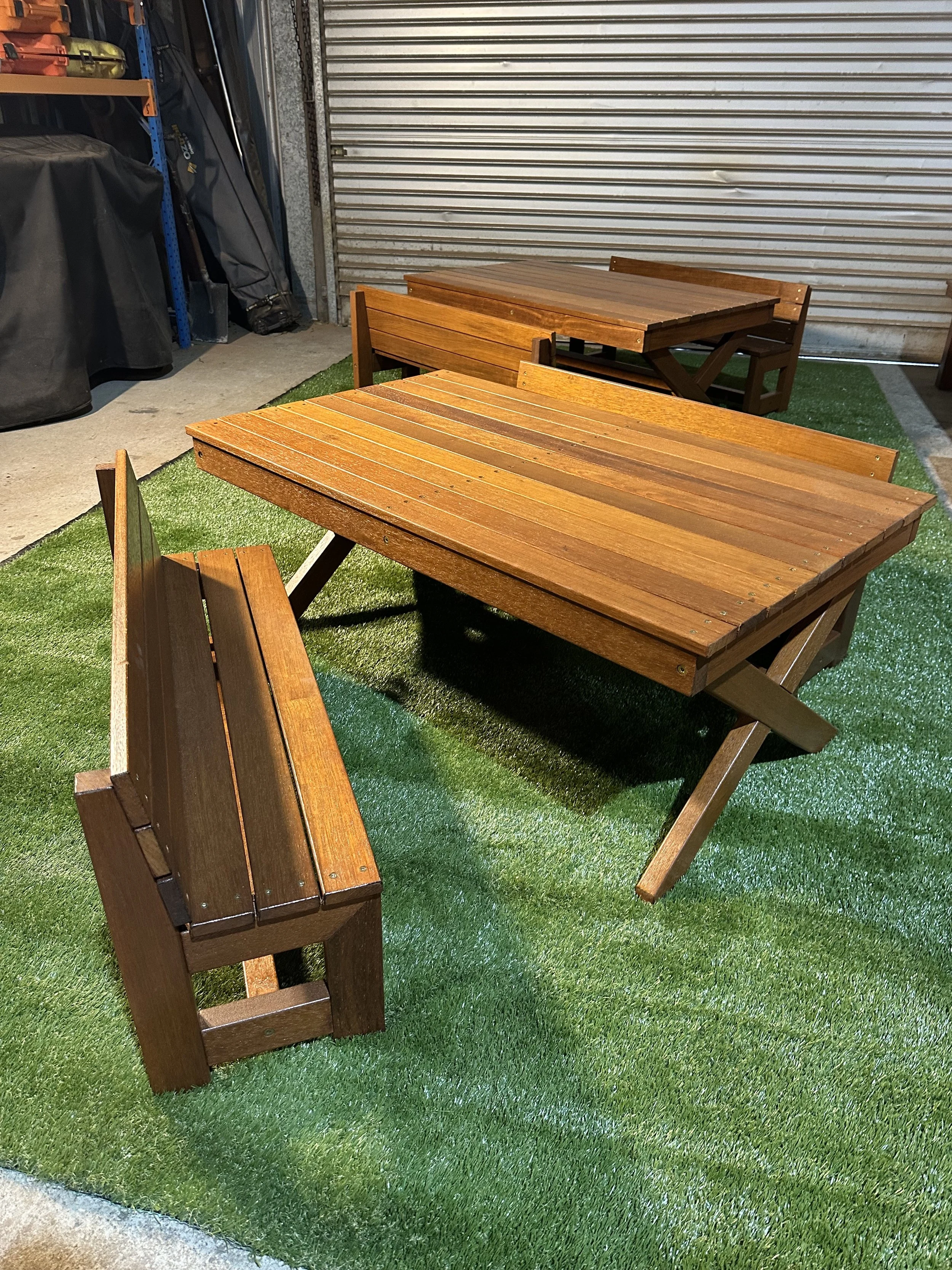 Hardwood picnic tables
