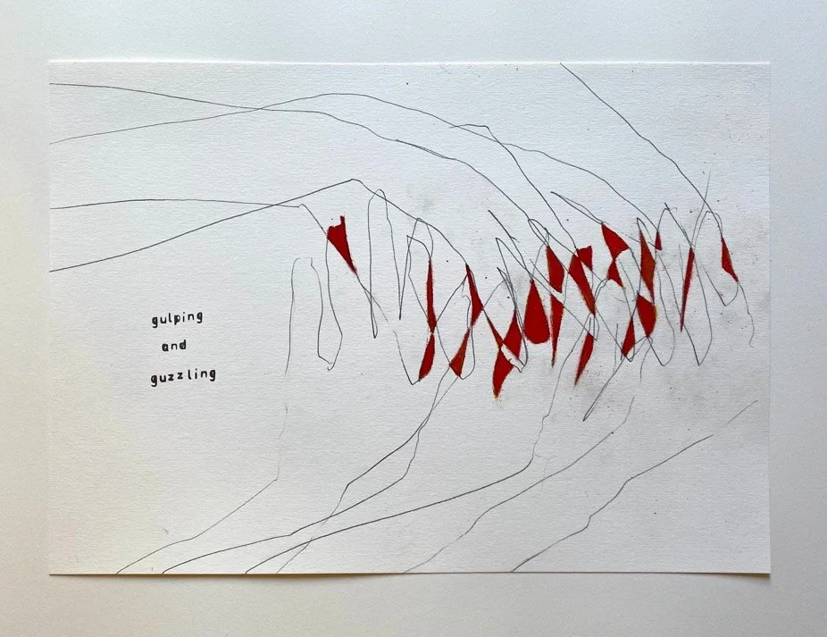 Gulping and guzzling
Graphite and chinagraph on paper
42x30 centimetres
$550 (including GST)