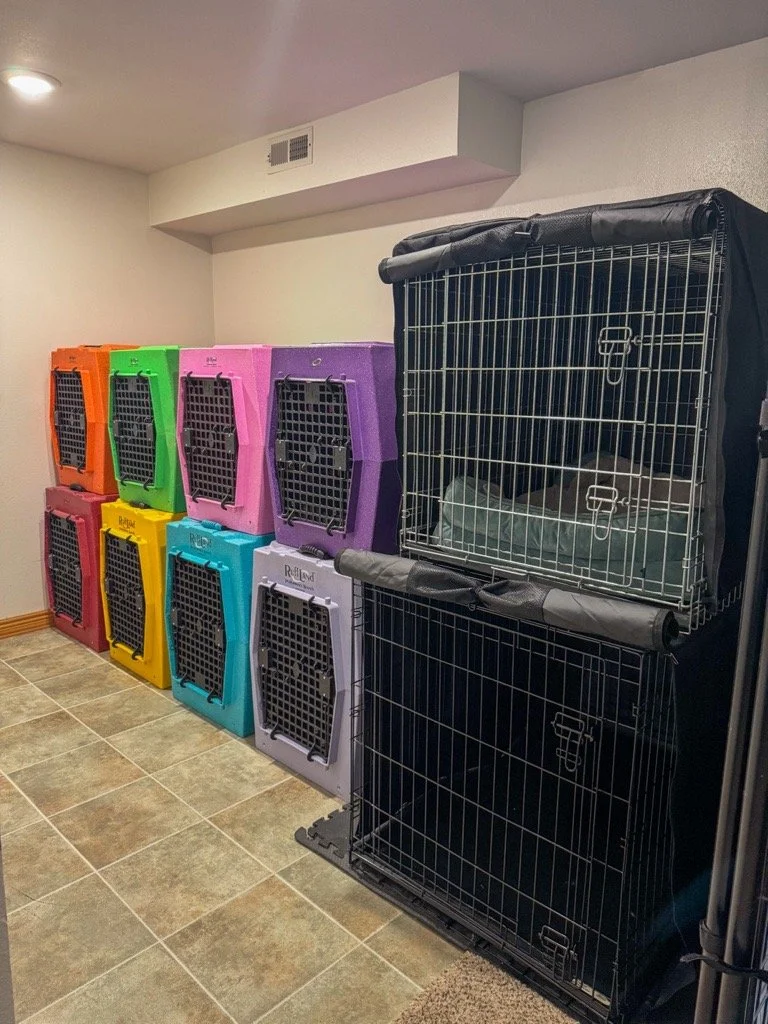 Dog crate area - for small dogs, dogs with kennel run anxiety, or dogs with escape concerns