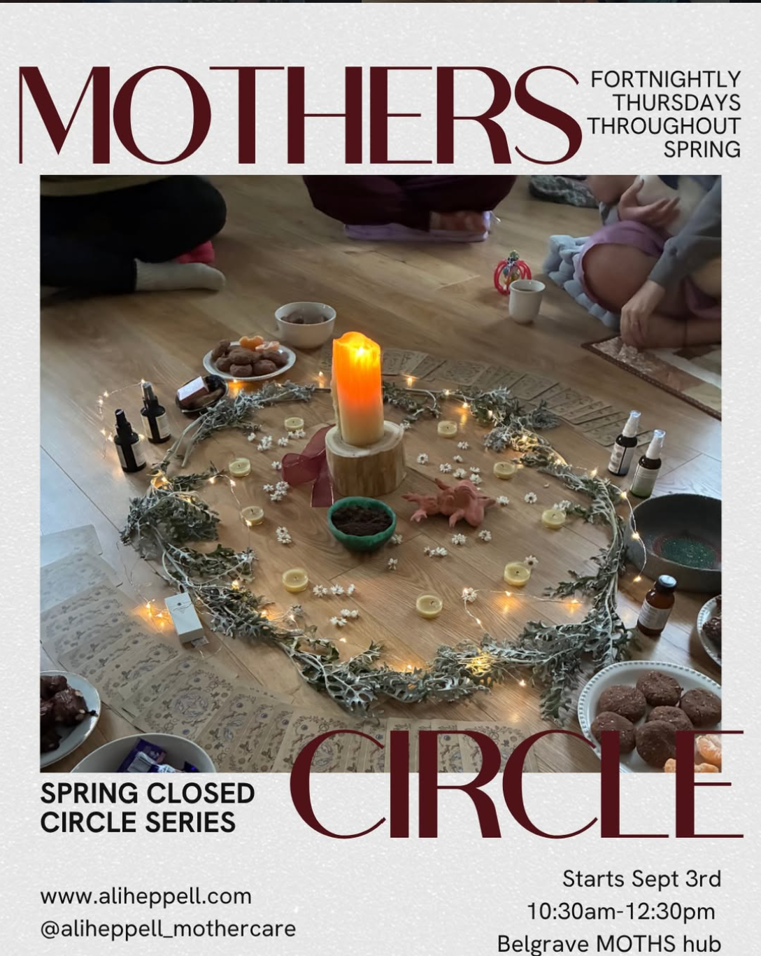 MOTHERS CIRCLE / BELGRAVE ⋆.˚ ☼ I am calling in a circle of mothers for closed circle container throughout spring. Held in Belgrave. From September 3rd we will meet fortnightly throughout September, October and November to share stories and to witnes