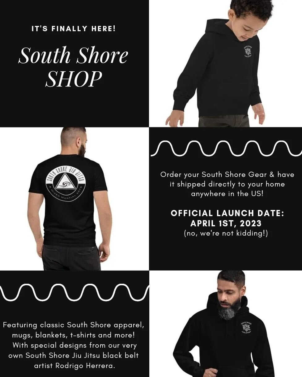 This is not an April Fools joke! 🤣
Mark your calendars! 
▫️
The South Shore Shop goes live April 1st, 2023! 🌊
▫️
Place your orders and have your gear shipped directly to your home or anywhere in the country!
▫️
We will launch the online shop with a