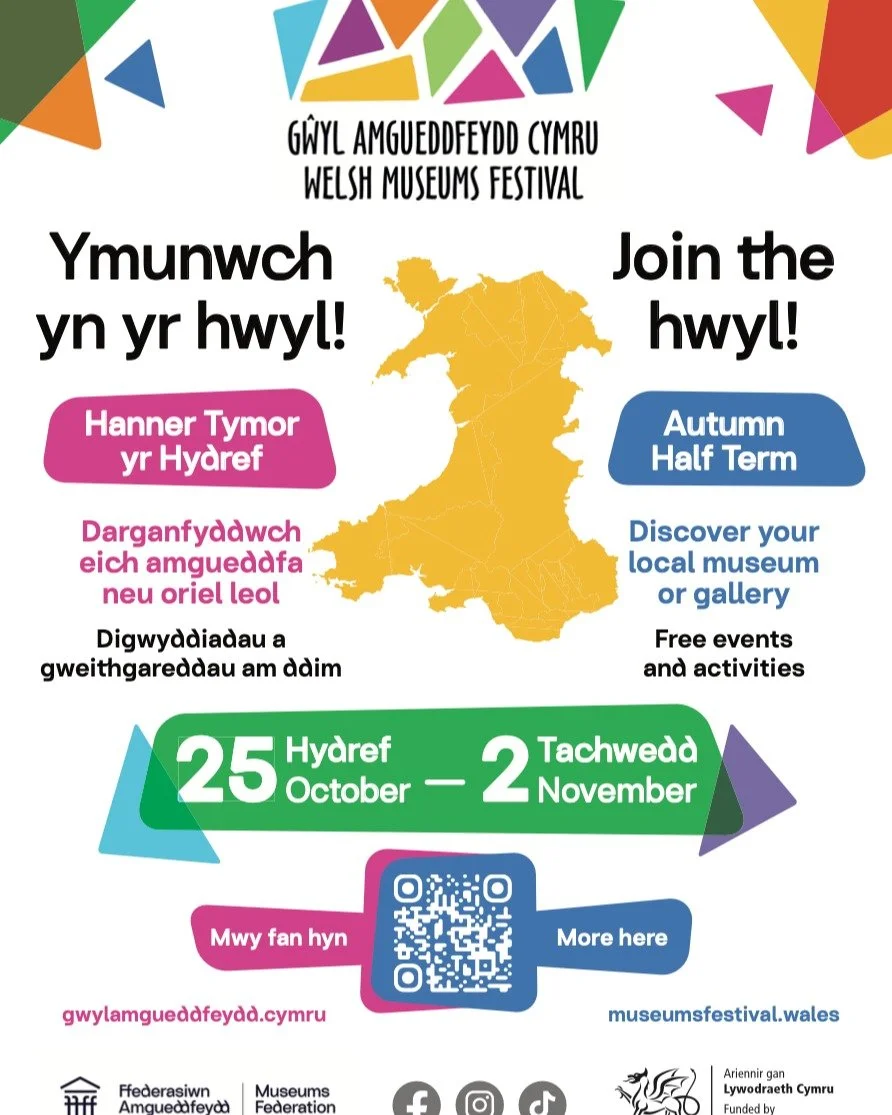 🏦 October half term is almost upon us, and we want to share news of a brilliant event for parents, grandparents, and carers. 
Welsh Museums Festival is back from Saturday 25 October to Saturday 2 November, with over 50 museums across Wales offering