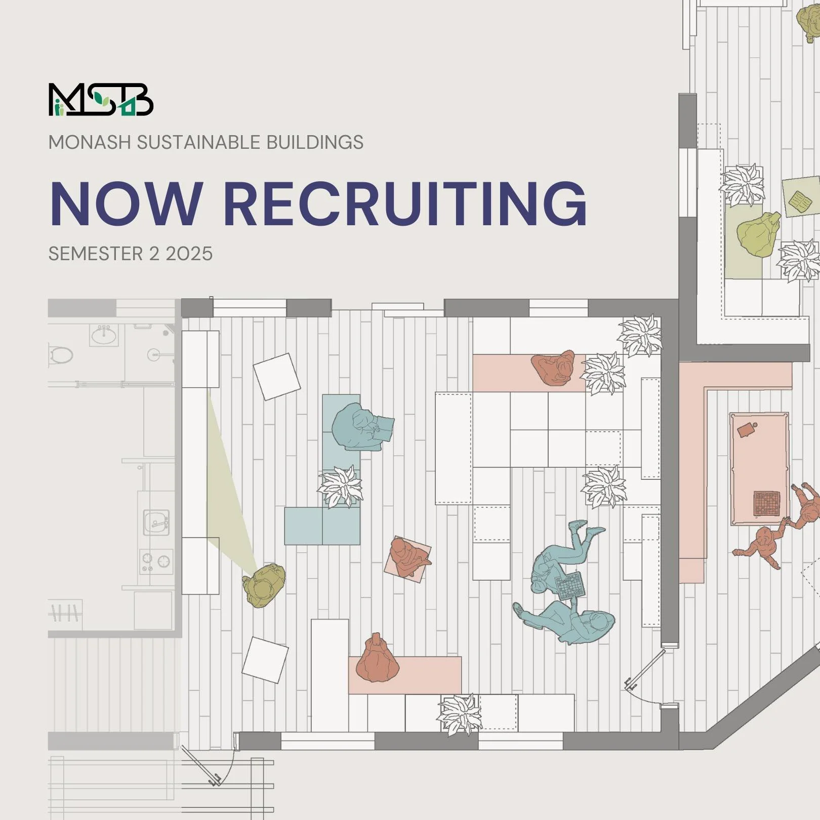 MSB is recruiting for Semester 2, 2025!

Are you interested in being part of a team that designs for a sustainable future?

MSB is a student team dedicated to designing innovative, sustainable building solutions, with a focus on applying this knowled