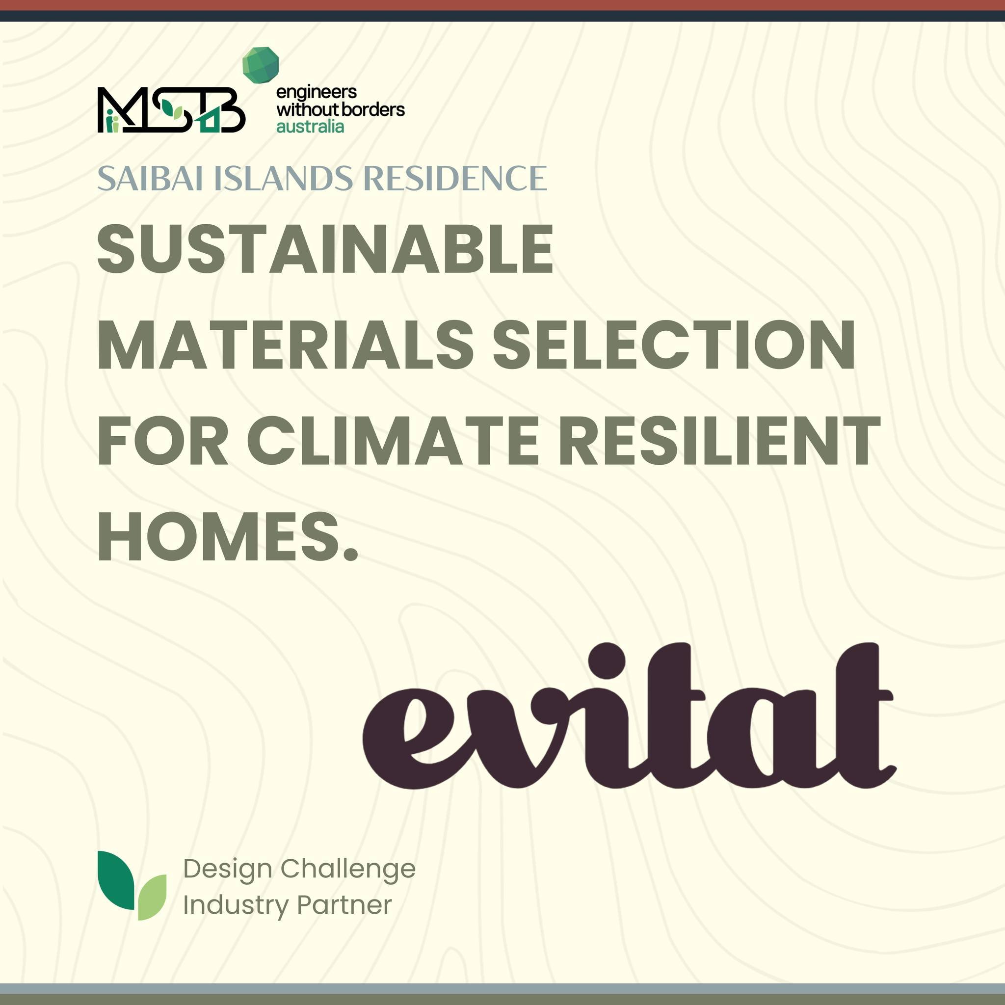 We are pleased to announce that we have partnered with @be.evitat ! Currently, our Design Challenge members working on our Saibai Island Coastal Infrastructure Project have been using their AI powered platform to identify low-carbon materials that wi