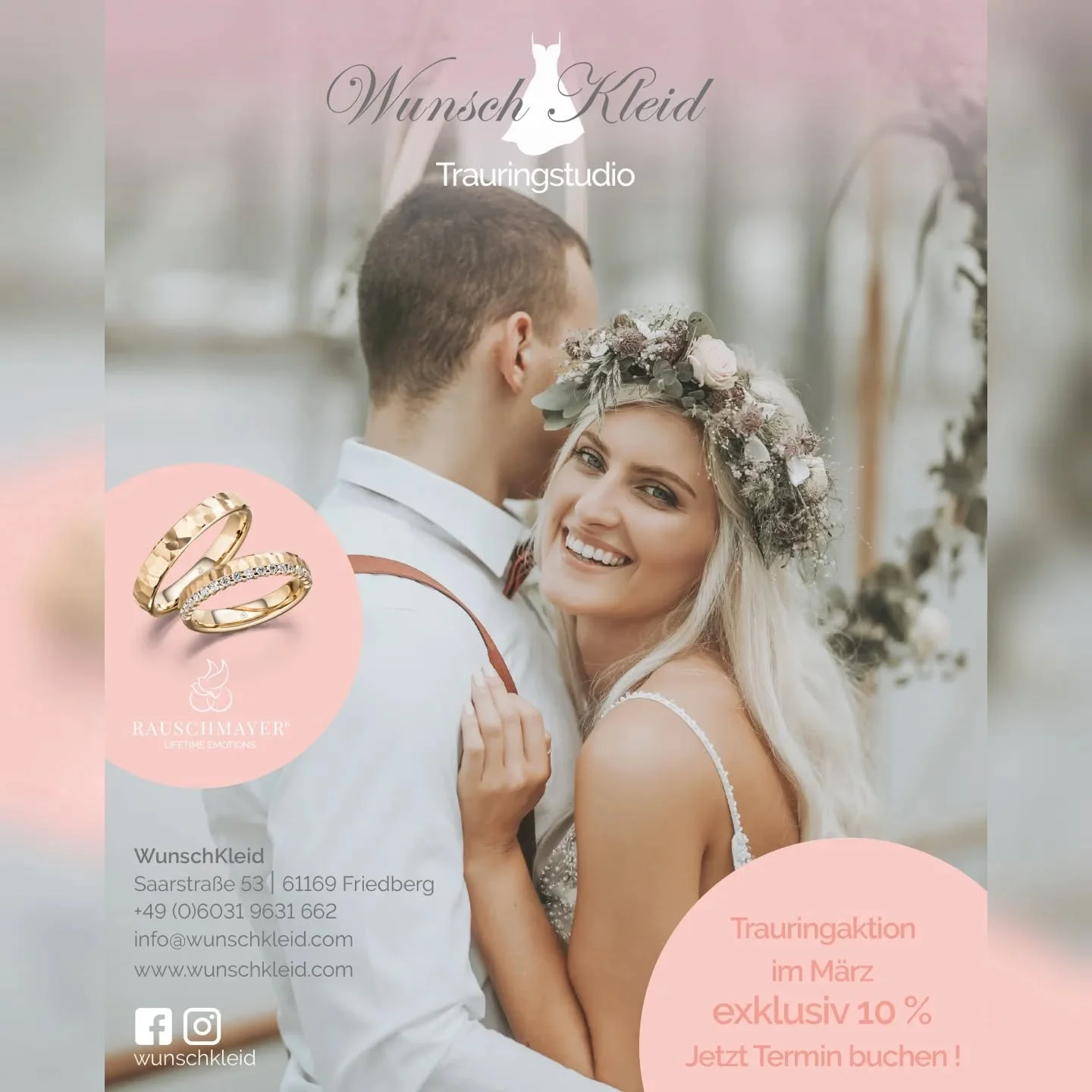 ✨️ Trauring-Aktion M&auml;rz ✨️

Ihr Lieben, wir haben eine &Uuml;berraschung f&uuml;r Euch! 
M&auml;rz gibt es bei uns wieder unsere Trauring-Aktion und ihr bekommt da exklusiv 10% Rabatt auf Eure Trauringe, kostenlose Gravuren und 2 Aufarbeitungsgu