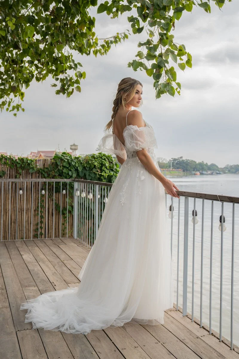 Brautkleid A-Linie Spitze Tüll Puffärmel Amelie Friedberg Hessen bei Frankfurt