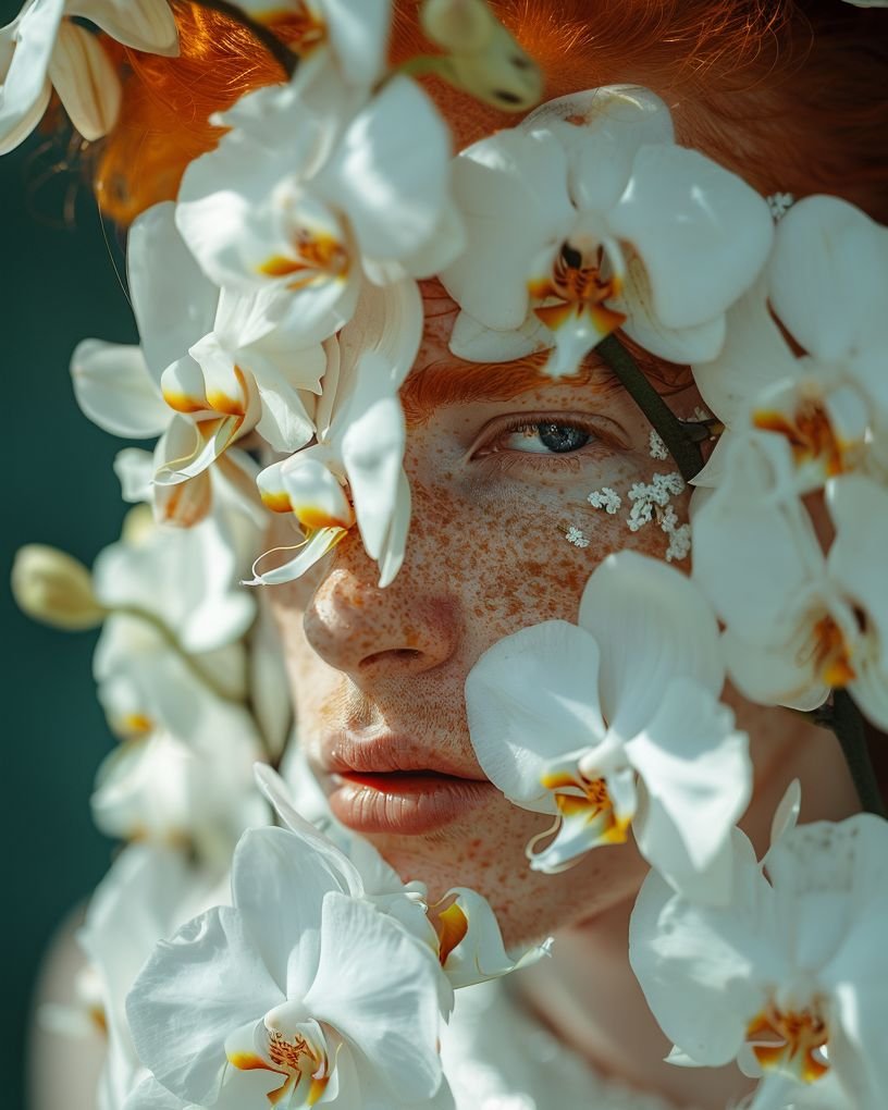 Amidst the delicate petals of orchids, he stands, a vision of quiet strength and grace, embodying the beauty and resilience of nature's most exquisite creations.

#AIFashion #FashionTech #aiphotography #DigitalFashion #FashionAI #TechFashion  #ai #ai